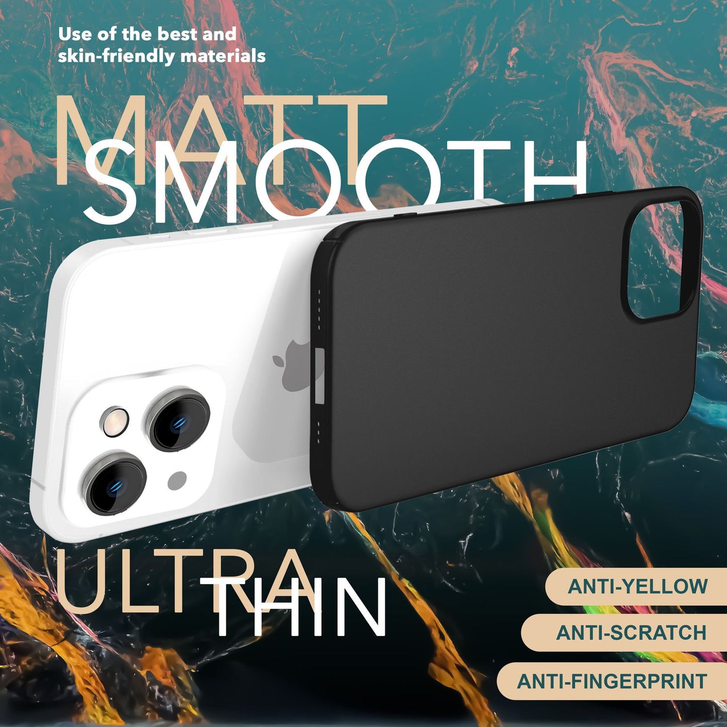 Dünne 0,5mm Hülle für iPhone 15 Hard Case Matt Ultra Slim Handyhülle Schutzhülle