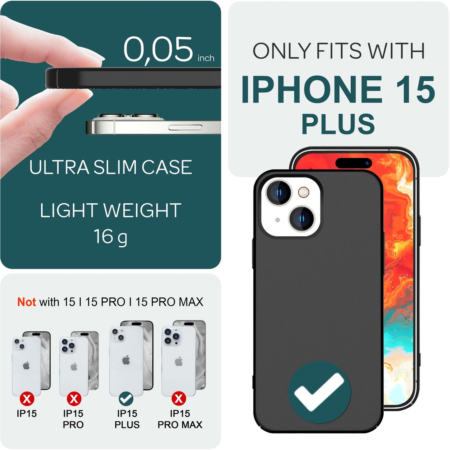 Dünne 0,5mm Hülle für iPhone 15 Plus Hard Case Ultra Slim Handyhülle Schutzhülle