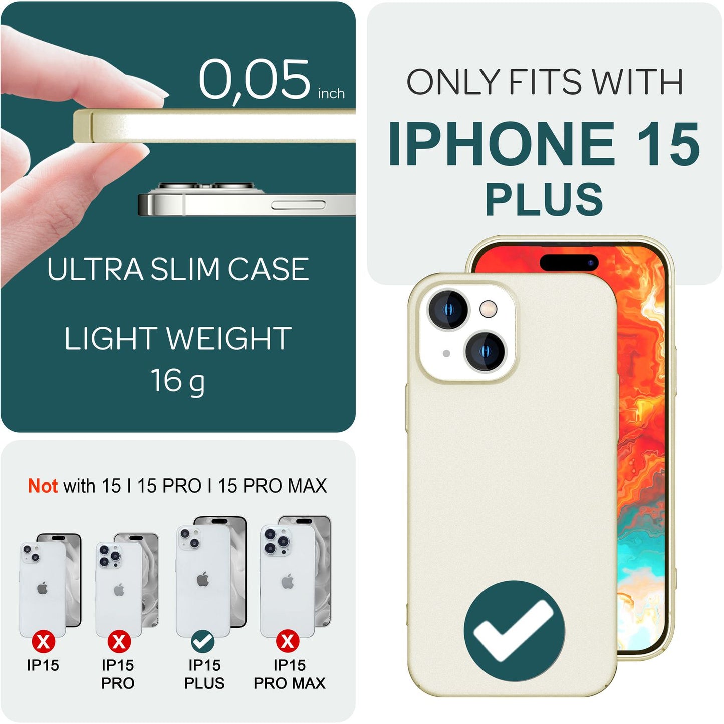Dünne 0,5mm Hülle für iPhone 15 Plus Hard Case Ultra Slim Handyhülle Schutzhülle