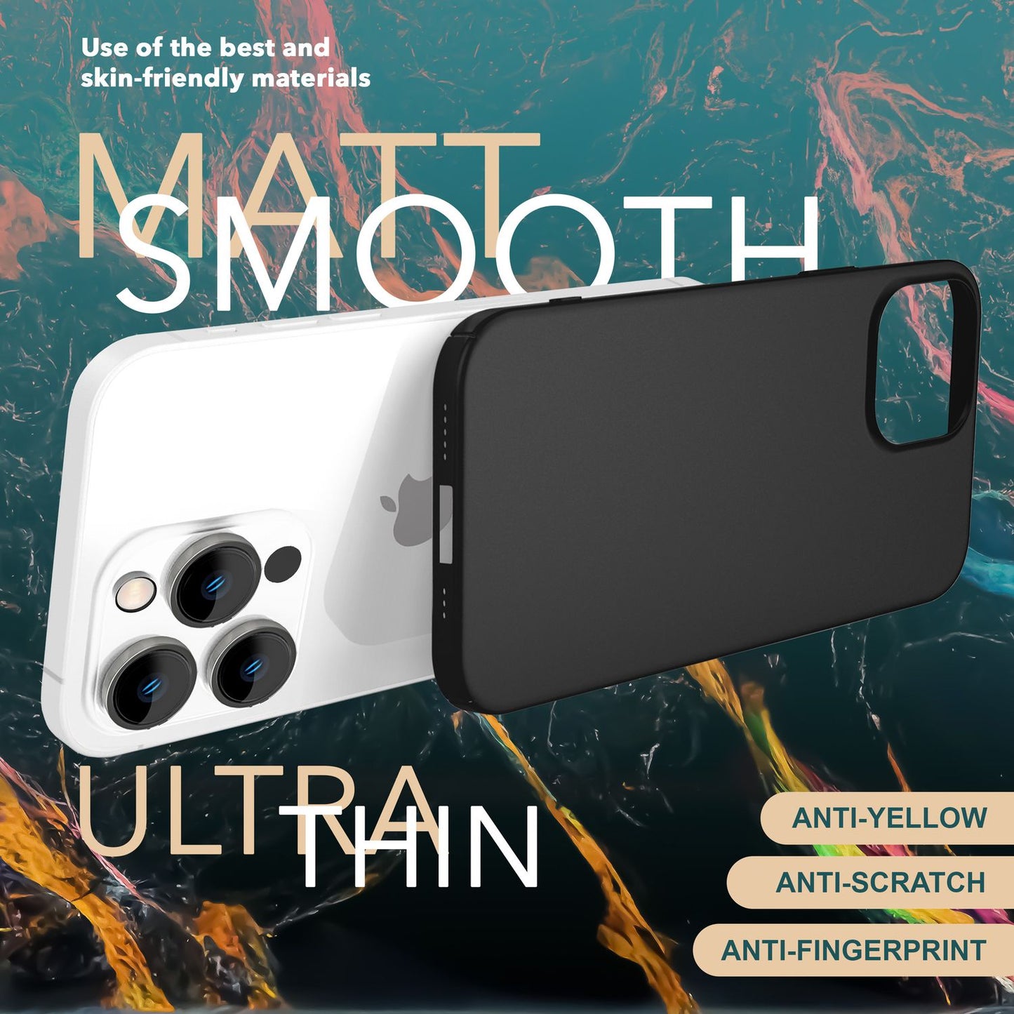 NALIA Berlin Carcasă subțire de 0,5 mm, ultra subțire - grosime de 0,5 mm, compatibilă cu iPhone 15 Pro, carcasă de protecție ultra-ușoară