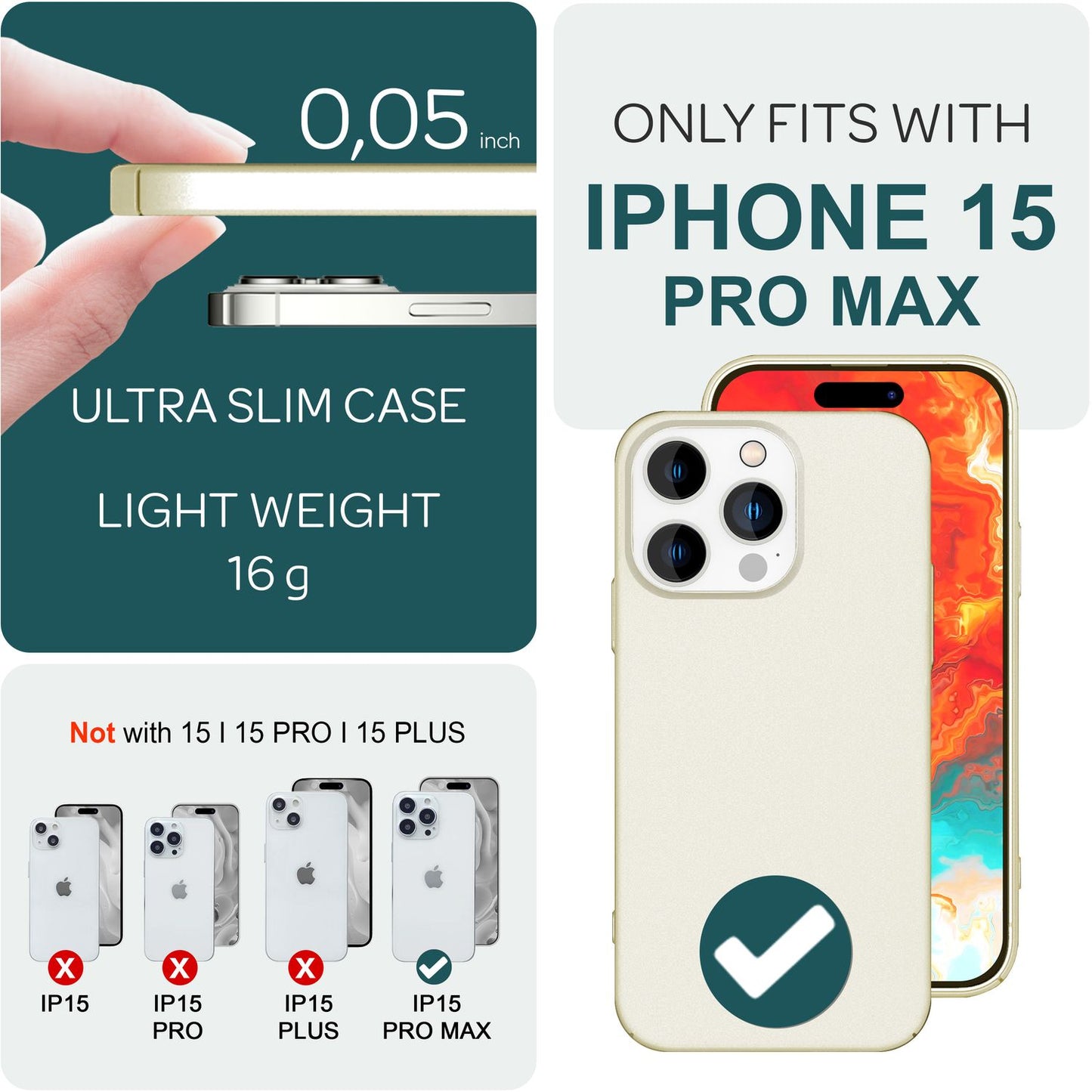 Dünne 0,5mm Hülle für iPhone 15 Pro Max Hard Case Ultra Slim Schutz Handyhülle
