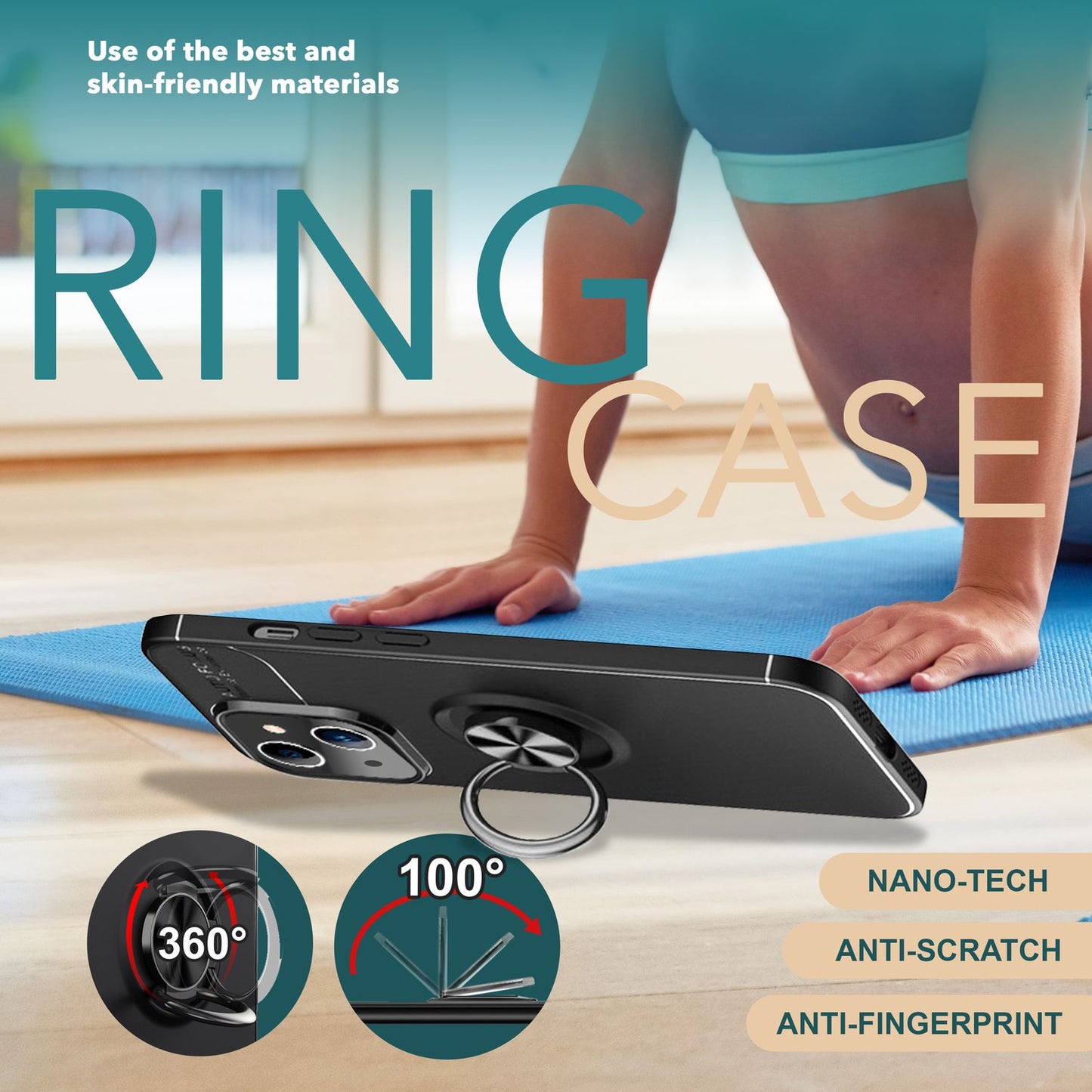 Hülle mit Ring für iPhone 15 Silikon Handyhülle Matt Case Schutz Cover Ringhülle