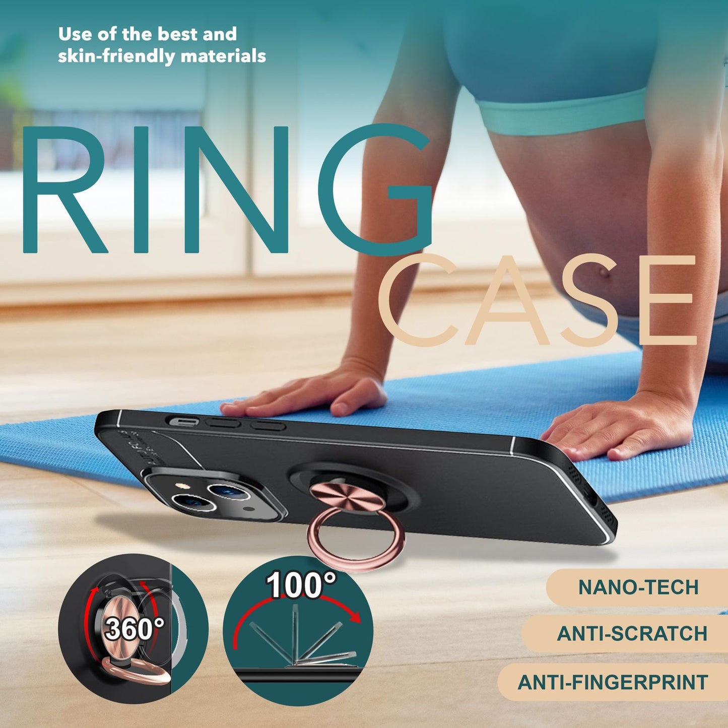 Hülle mit Ring für iPhone 15 Plus Silikon Handyhülle Case Schutz Cover Ringhülle