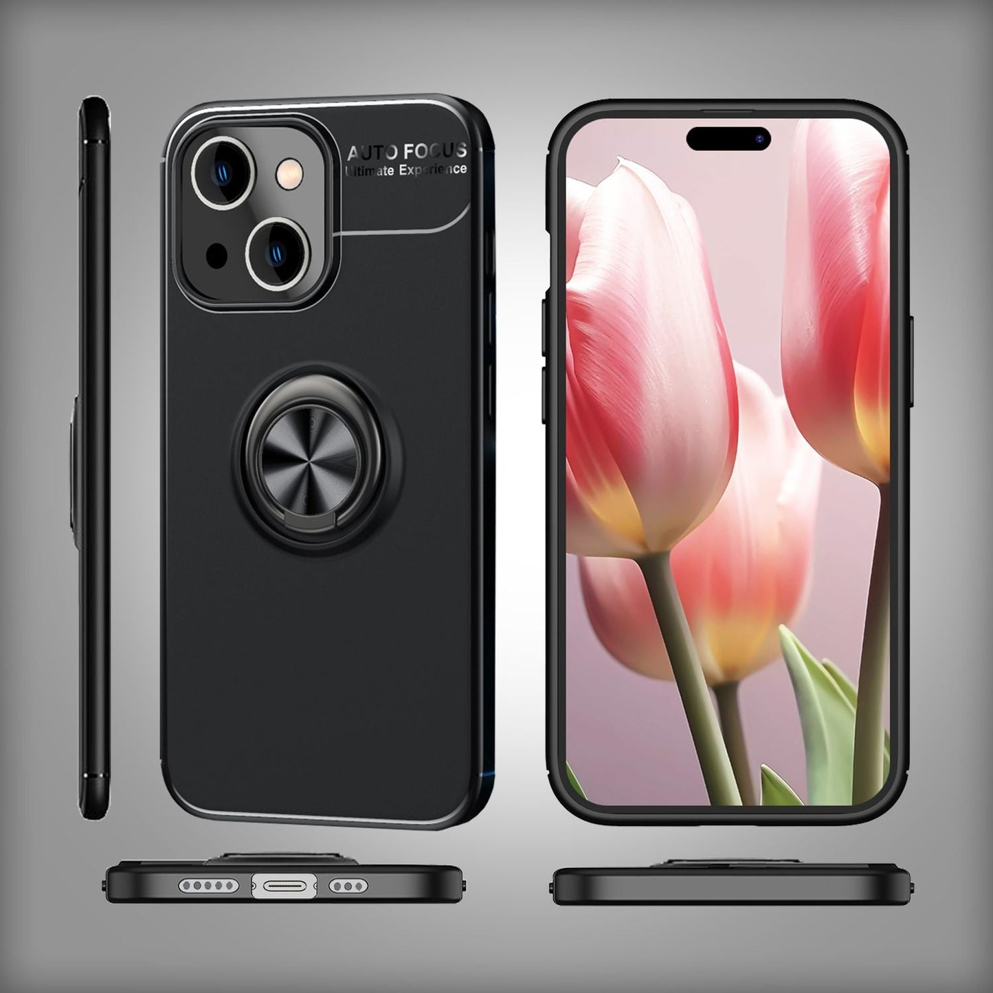 Hülle mit Ring für iPhone 15 Plus Silikon Handyhülle Case Schutz Cover Ringhülle