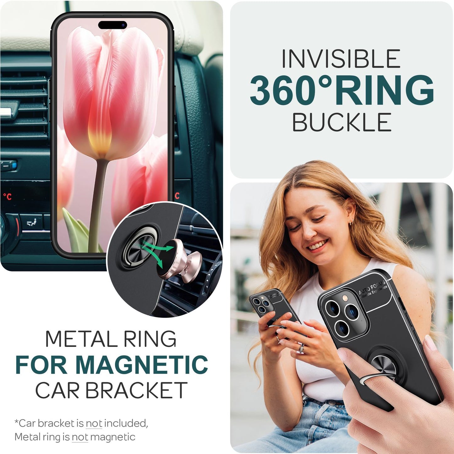 Hülle mit Ring für iPhone 15 Pro Max Silikon Handyhülle Schutz Case Ringhülle