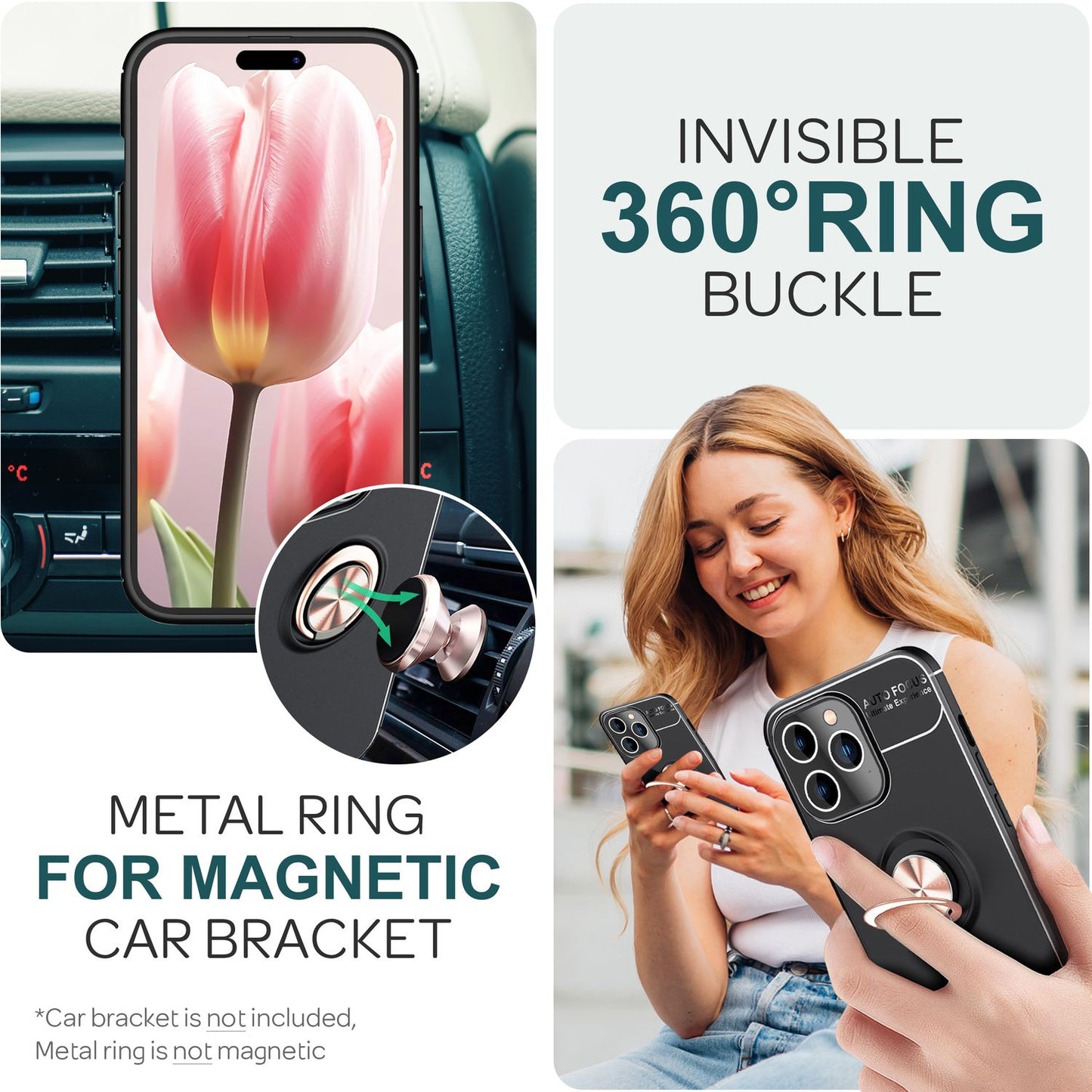 Hülle mit Ring für iPhone 15 Pro Max Silikon Handyhülle Schutz Case Ringhülle