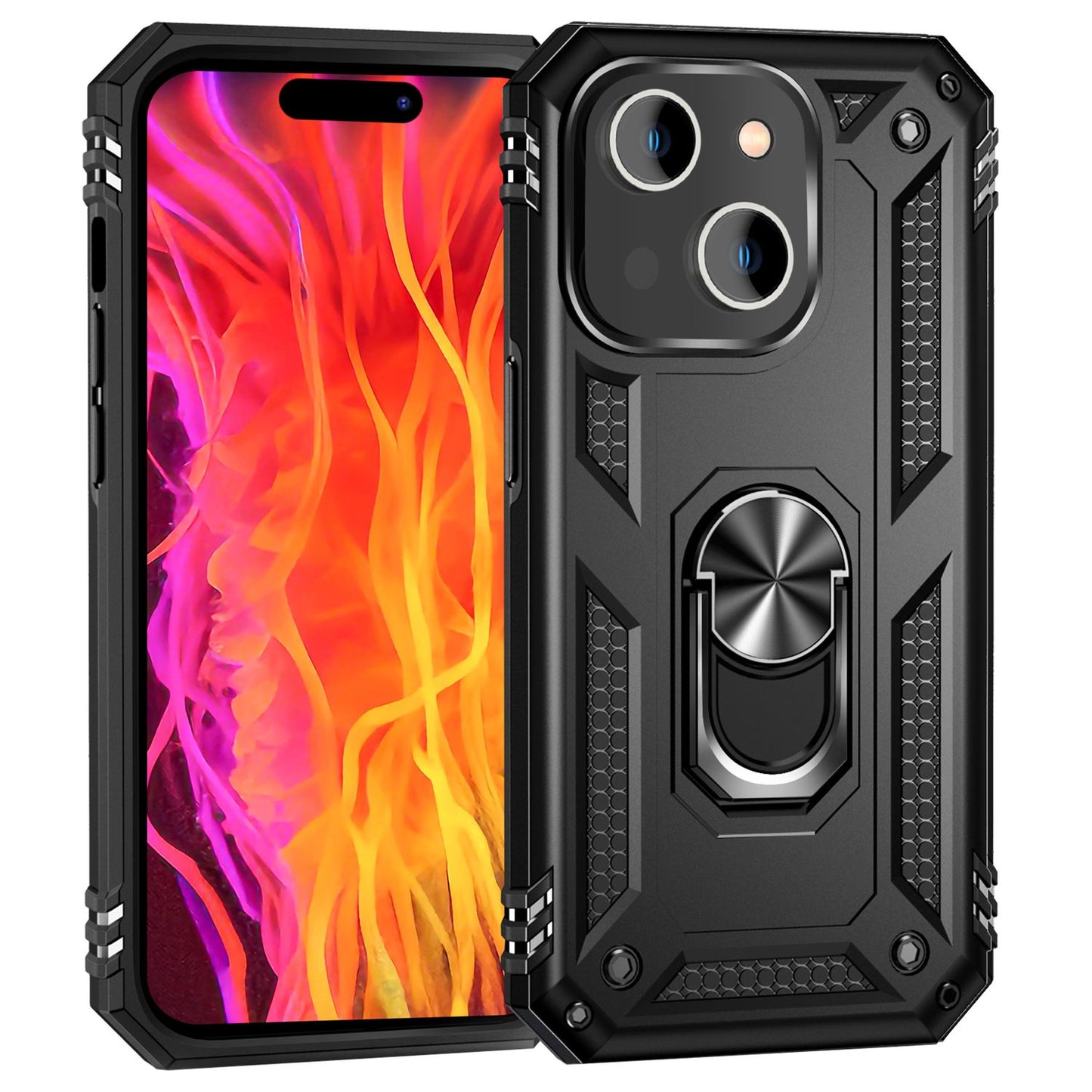 Panzer Hülle mit Ring für iPhone 15 Outdoor Handyhülle Hard Case Extrem Schutz