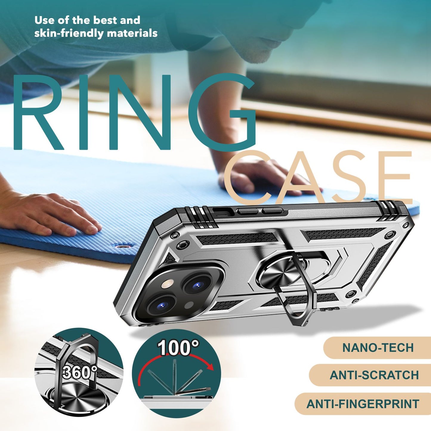 Panzer Hülle mit Ring für iPhone 15 Outdoor Handyhülle Hard Case Extrem Schutz