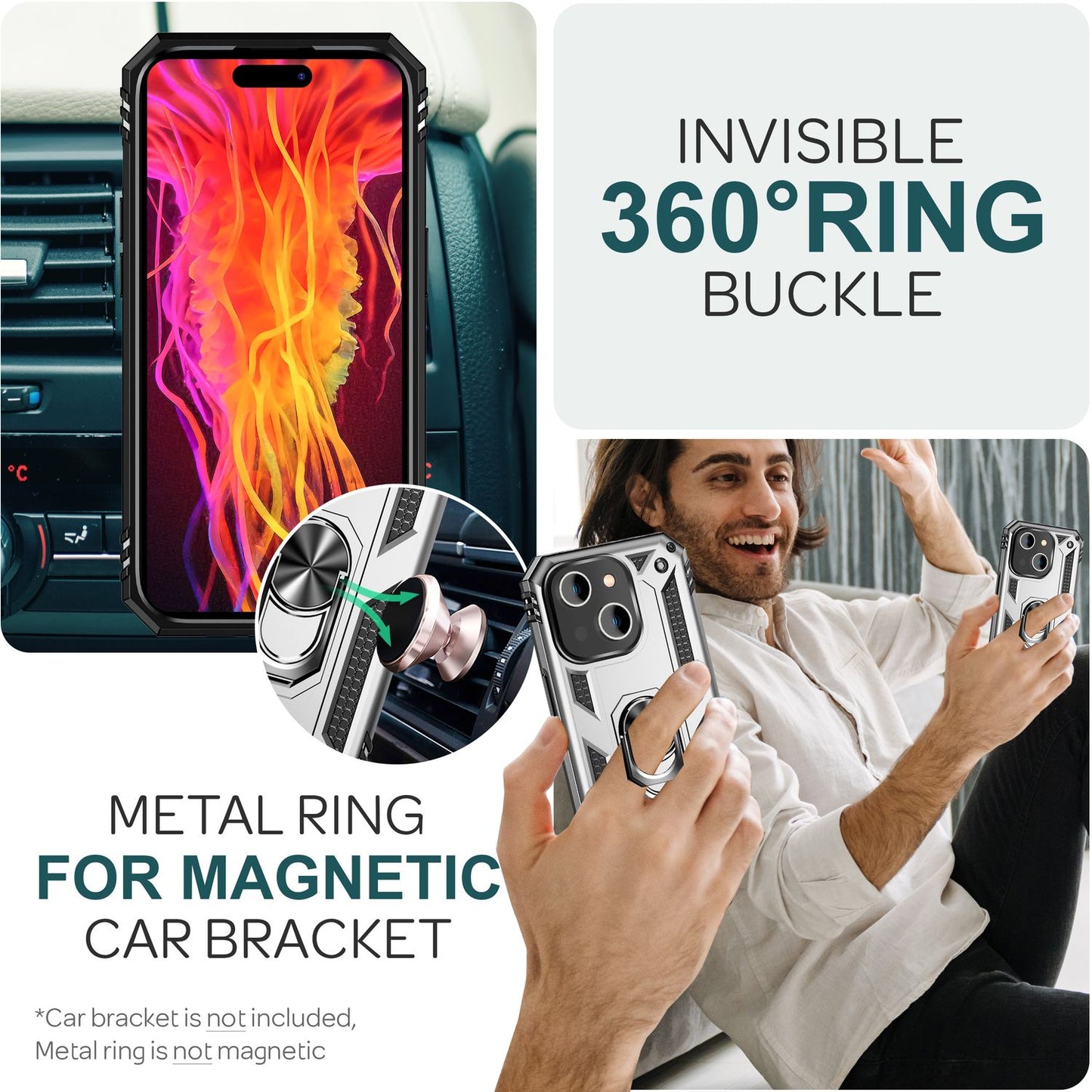 Panzer Hülle mit Ring für iPhone 15 Outdoor Handyhülle Hard Case Extrem Schutz