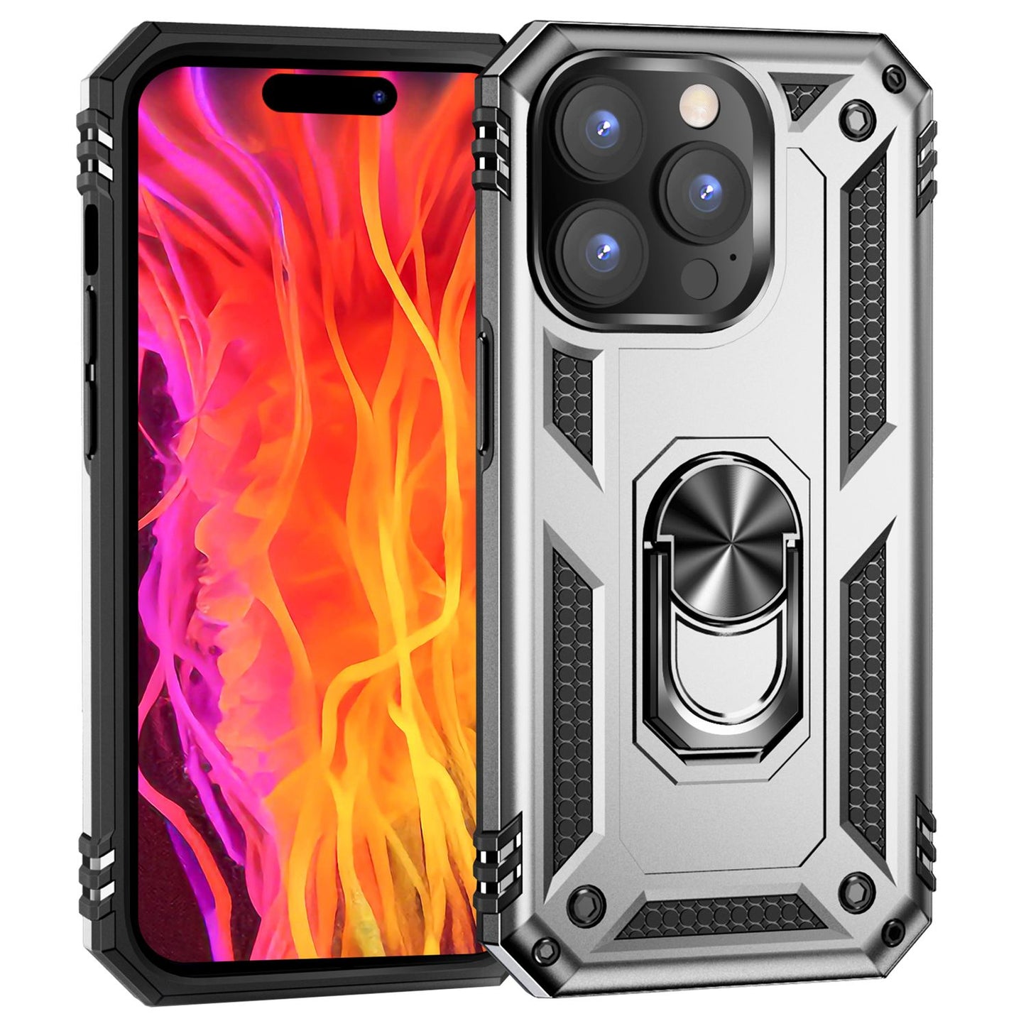 Panzer Hülle mit Ring für iPhone 15 Pro Outdoor Handyhülle Case Extrem Schutz
