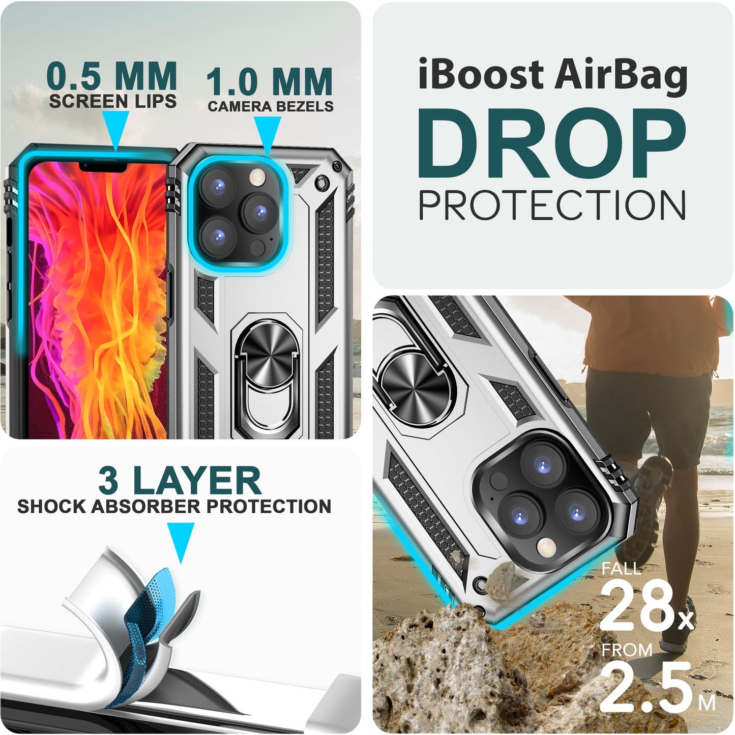 Panzer Hülle mit Ring für iPhone 15 Pro Outdoor Handyhülle Case Extrem Schutz