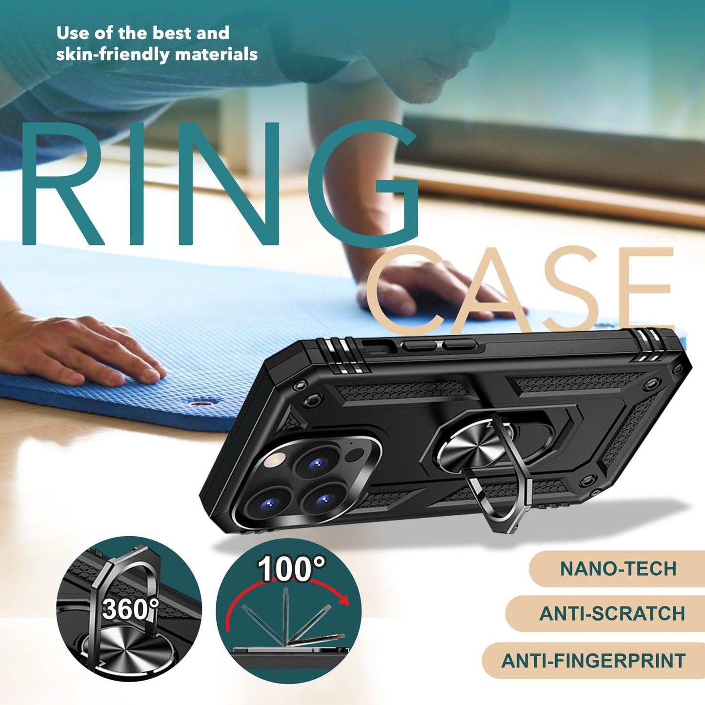 Panzer Hülle mit Ring für iPhone 15 Pro Outdoor Handyhülle Case Extrem Schutz