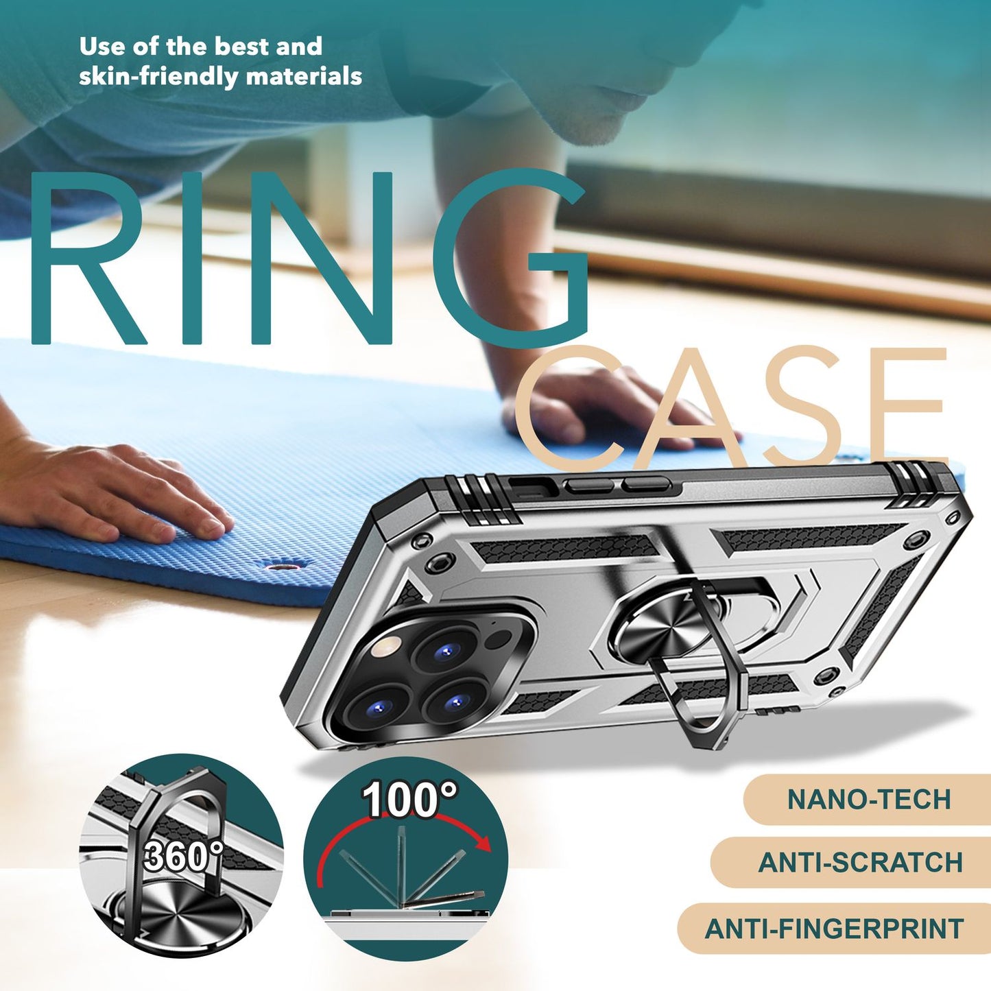 Panzer Hülle mit Ring für iPhone 15 Pro Outdoor Handyhülle Case Extrem Schutz