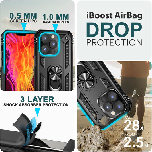 Panzer Hülle mit Ring für iPhone 15 Pro Max Outdoor Handyhülle Schutz Hard Case