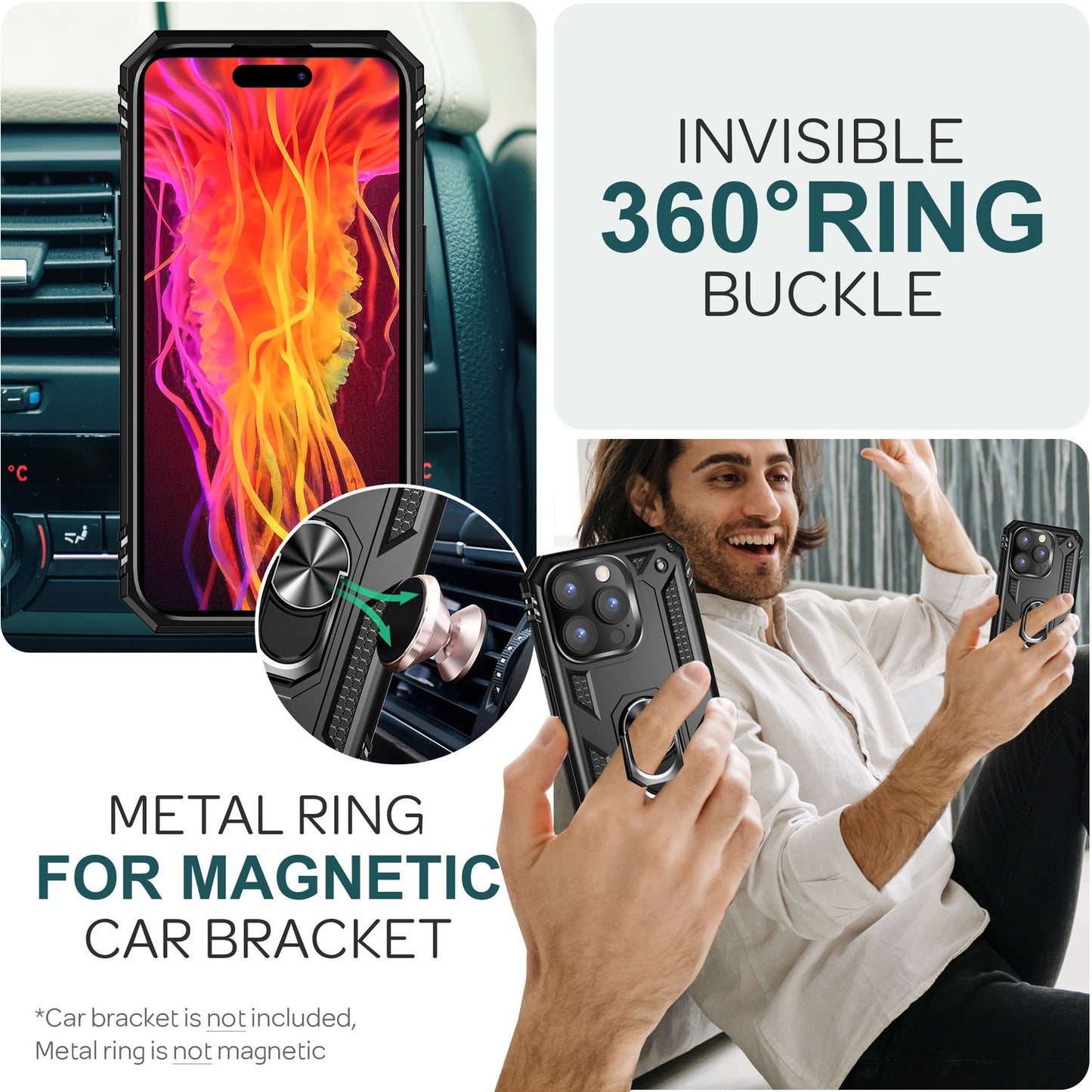 Panzer Hülle mit Ring für iPhone 15 Pro Max Outdoor Handyhülle Schutz Hard Case