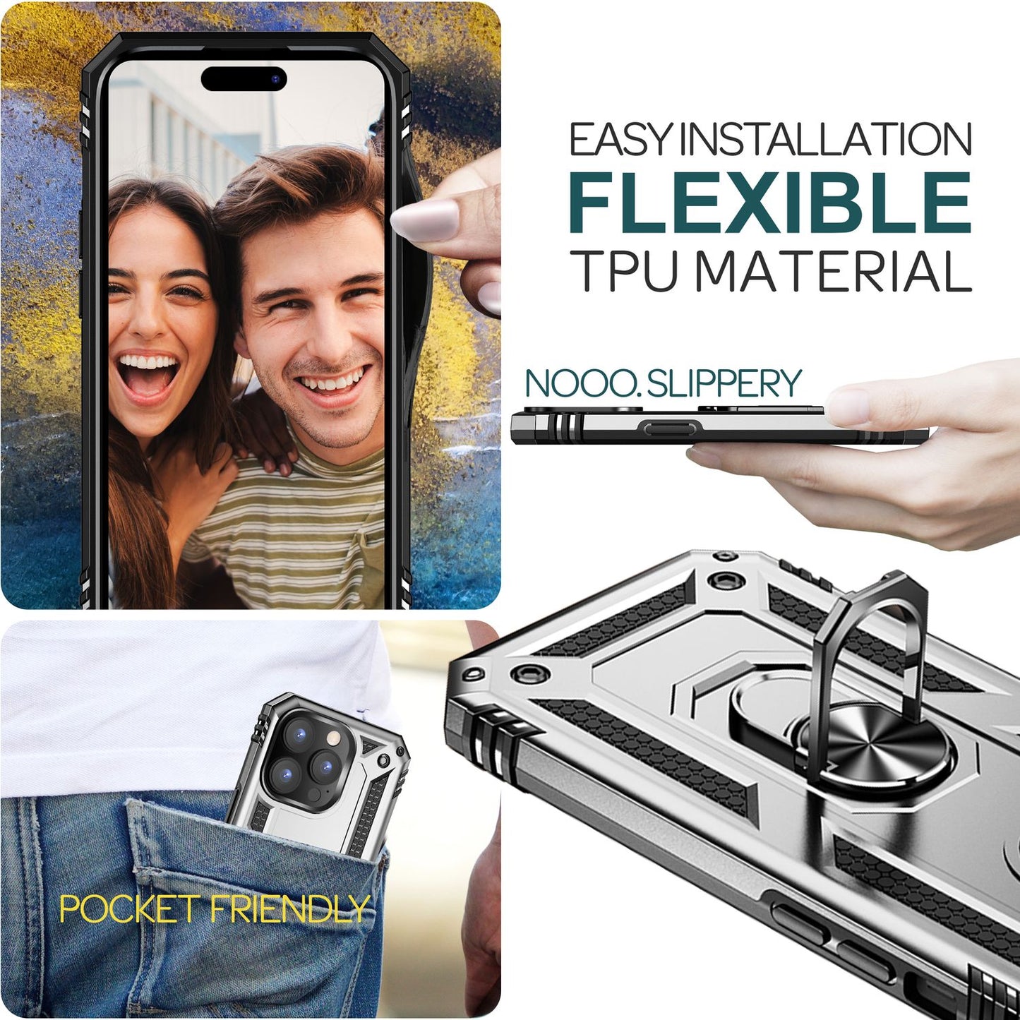 Panzer Hülle mit Ring für iPhone 15 Pro Max Outdoor Handyhülle Schutz Hard Case