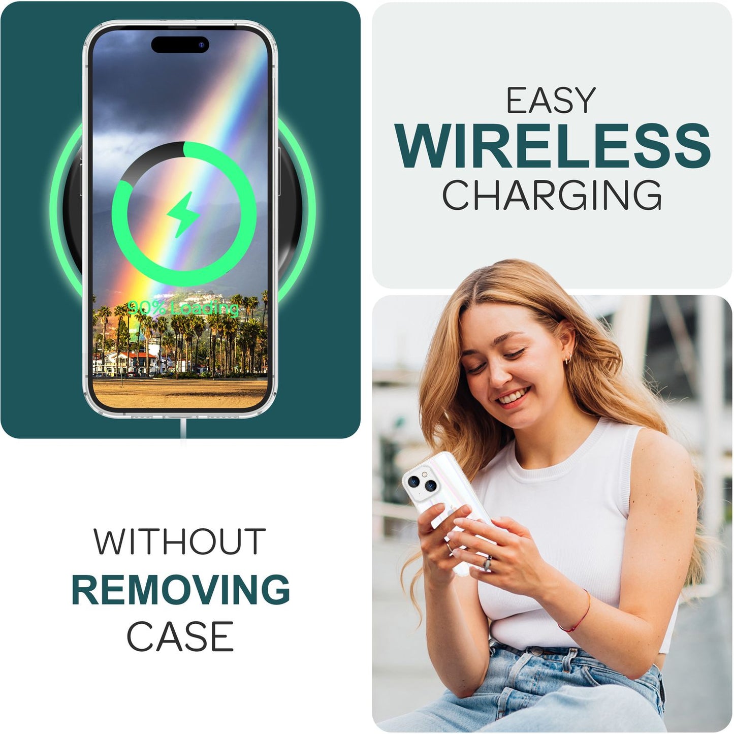 NALIA Berlin Aurora Hartglas Cover Regenbogen-Effekt - Glas, iPhone 15