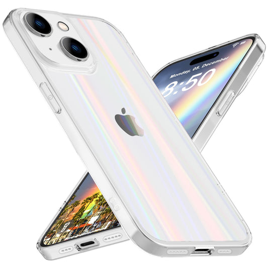 NALIA Berlin Aurora Hartglas Cover Regenbogen-Effekt - Größe Passend Für iPhone 15 Plus Transparent