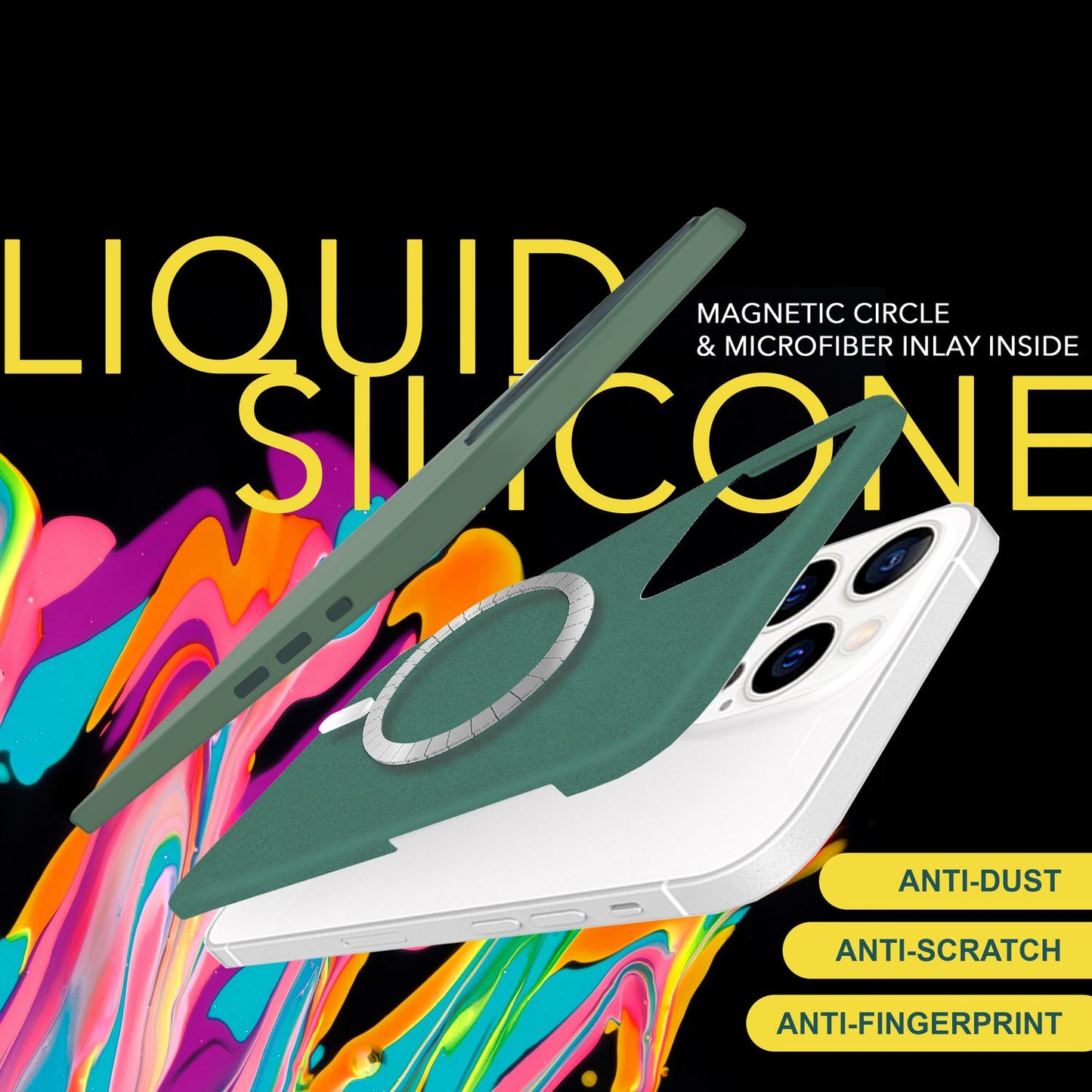 MagSafe Hülle für iPhone 15 Pro Max Liquid Silikon Handyhülle Magnet Case Schutz