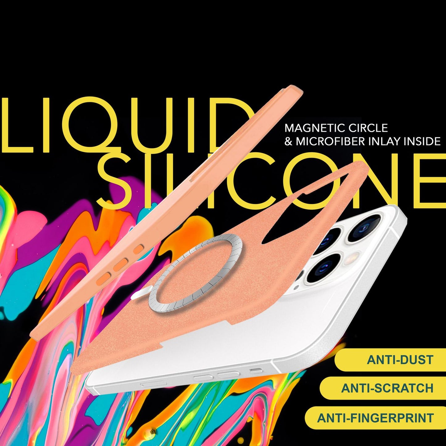 MagSafe Hülle für iPhone 15 Pro Max Liquid Silikon Handyhülle Magnet Case Schutz