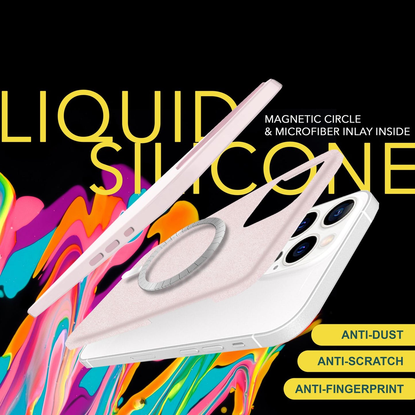 MagSafe Hülle für iPhone 15 Pro Max Liquid Silikon Handyhülle Magnet Case Schutz