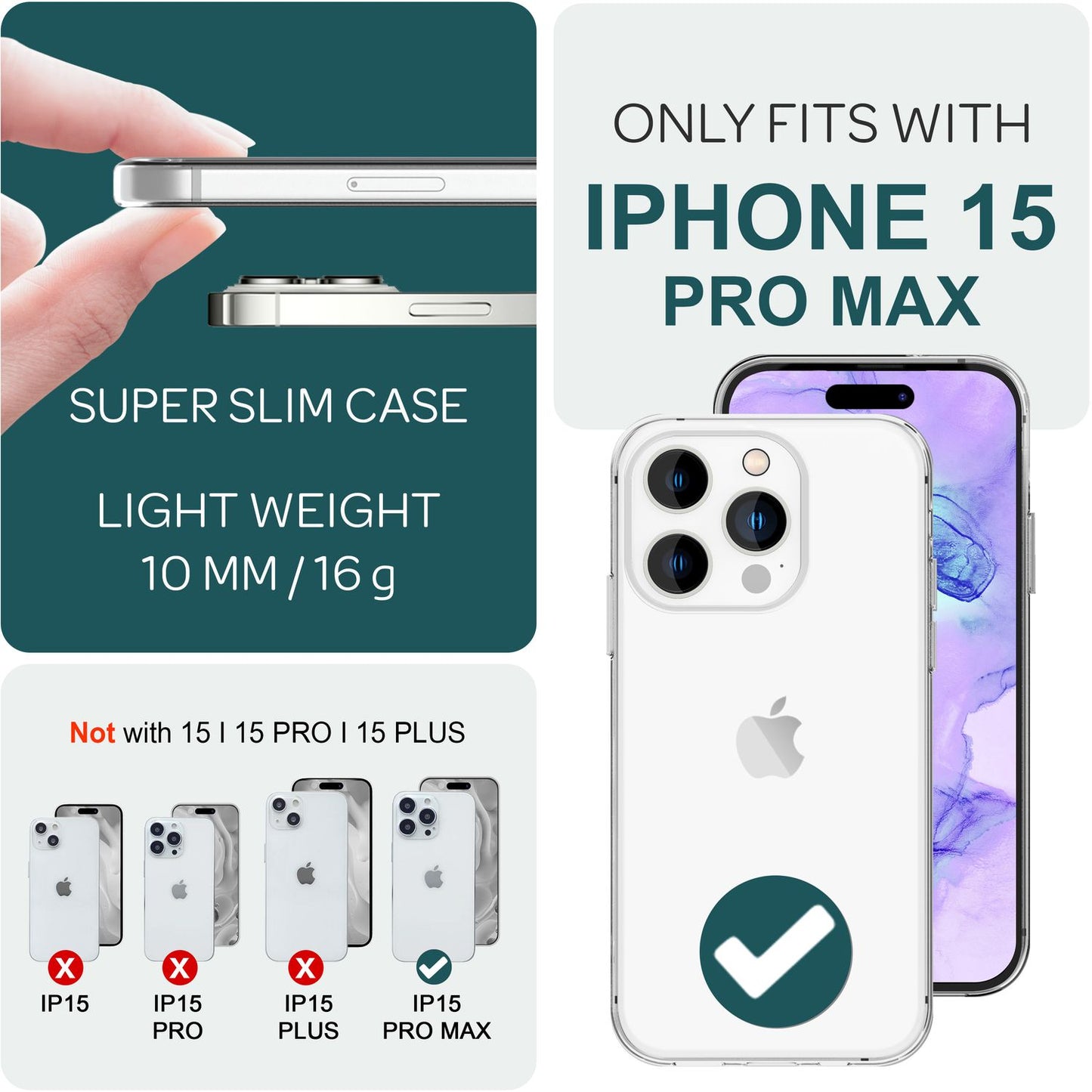 NALIA Berlin 360Guard Klar Vollschutzhülle Für iPhone 15 Pro Max - Größe 6,7 Zoll Dünn Transparent