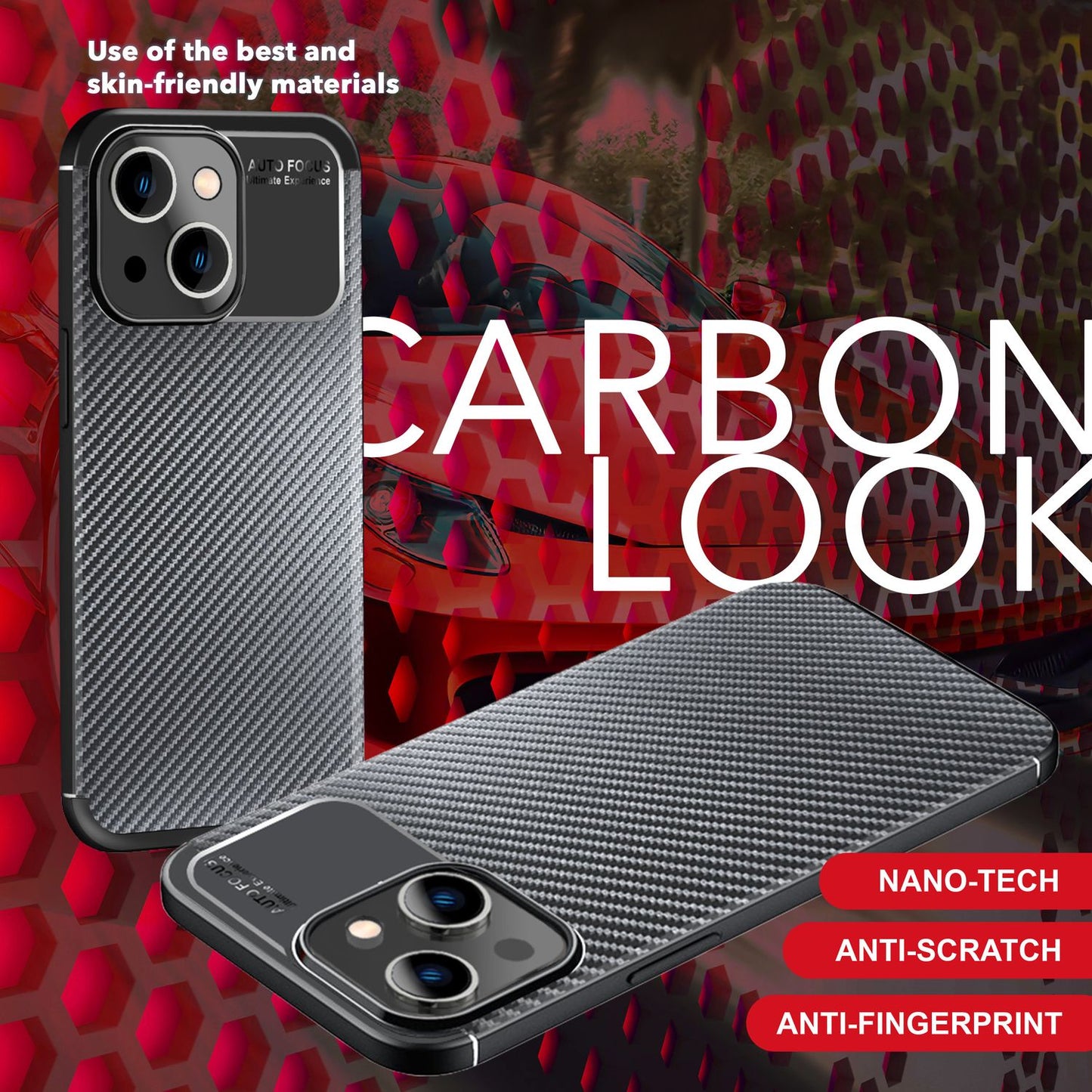 Hülle für iPhone 15 Carbon Optik Case Silikon Handyhülle Schutz Tasche Cover TPU