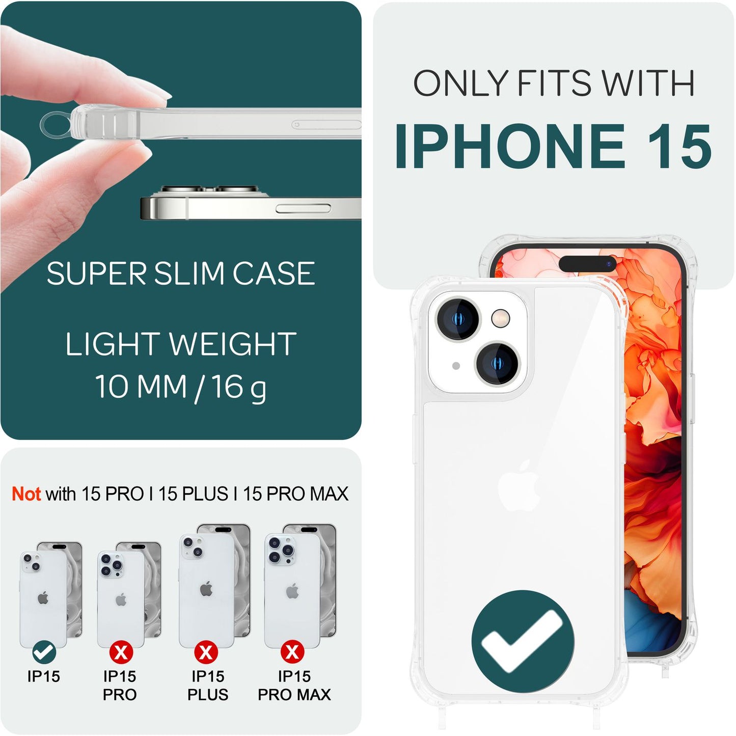Husă cu curea pentru iPhone 15, husă de telefon, husă de protecție crossbody, lanț de telefon cu șnur