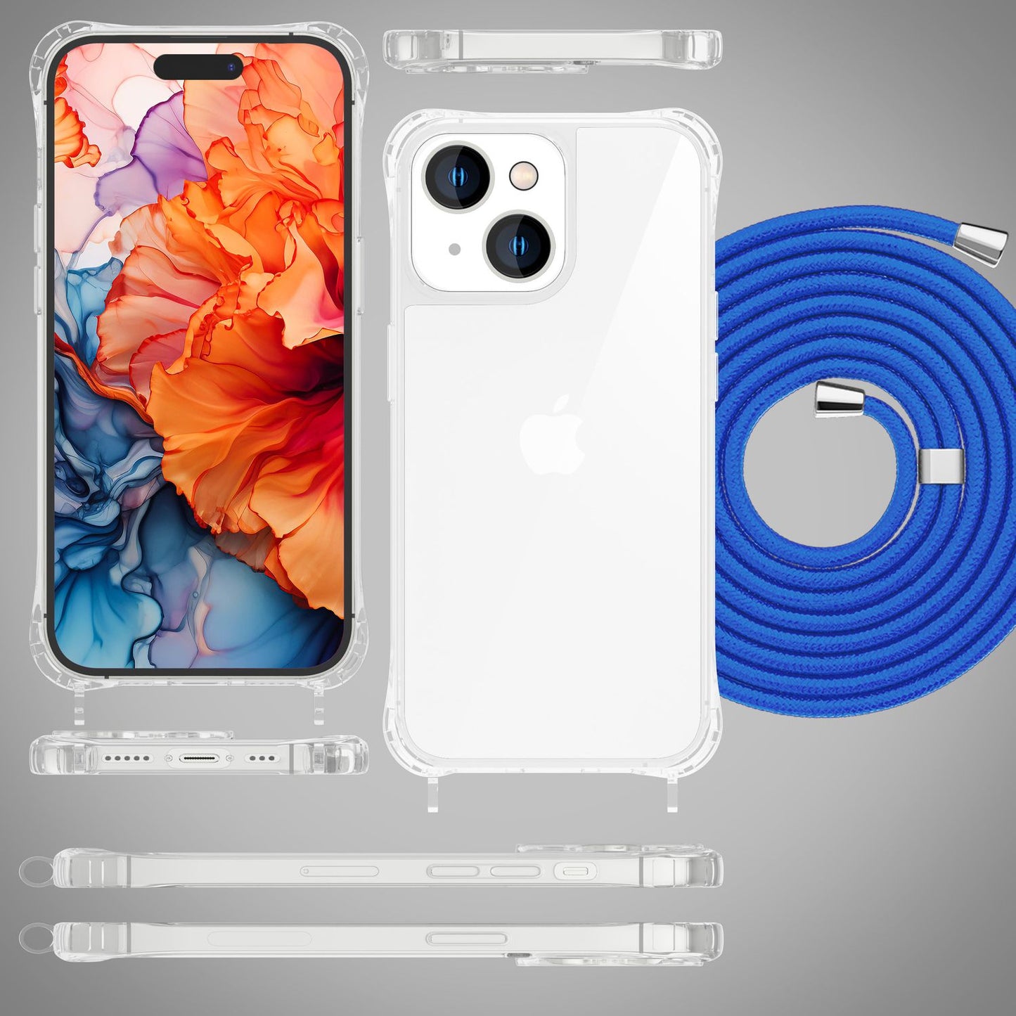 Husă cu curea pentru iPhone 15, husă de telefon, husă de protecție crossbody, lanț de telefon cu șnur
