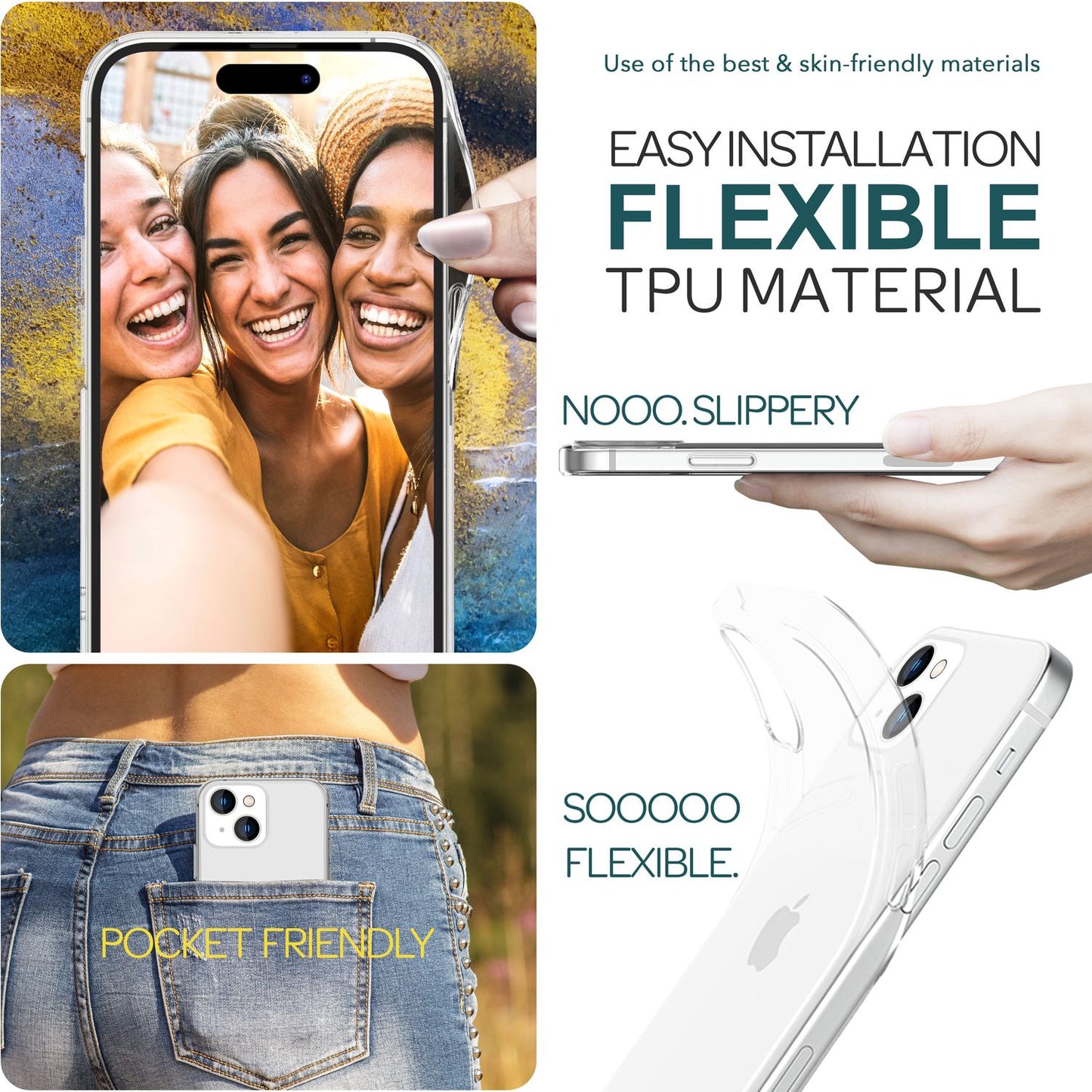 NALIA Berlin AirFlex Hülle iPhone 15 Plus Klarheit - Dicke 0,6 mm, Gewicht 12 g, Kompatibel mit iPhone 15 Plus