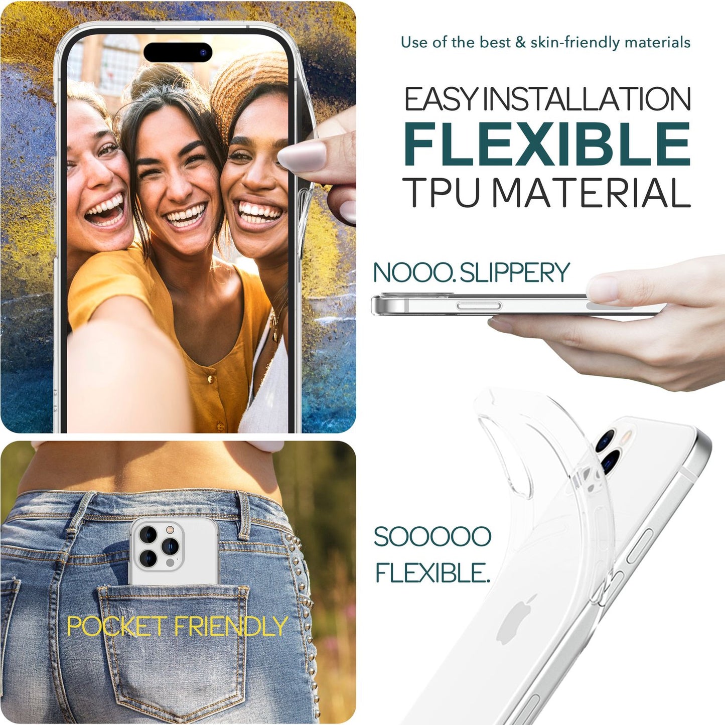 Klare Hülle für iPhone 15 Pro Max Clear Case Silikon Handyhülle Schutz Cover TPU