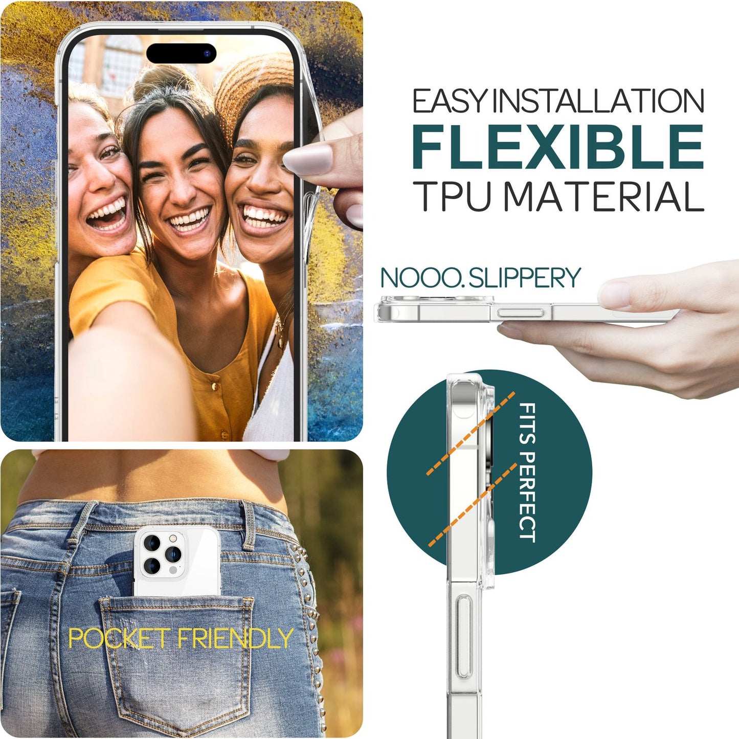 Hülle Klar für iPhone 15 Pro Max Clear Hard Case Handyhülle Cover Schutz Tasche