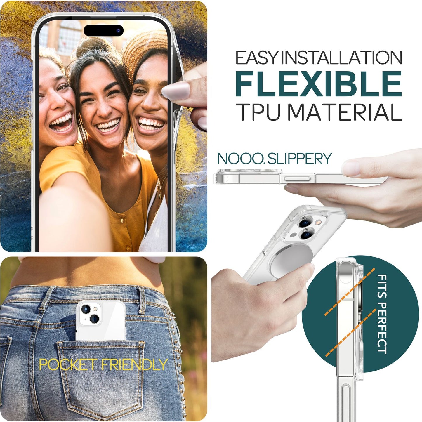 MagSafe Hülle Klar für iPhone 15 Plus Clear Hard Case Handyhülle Schutz Tasche