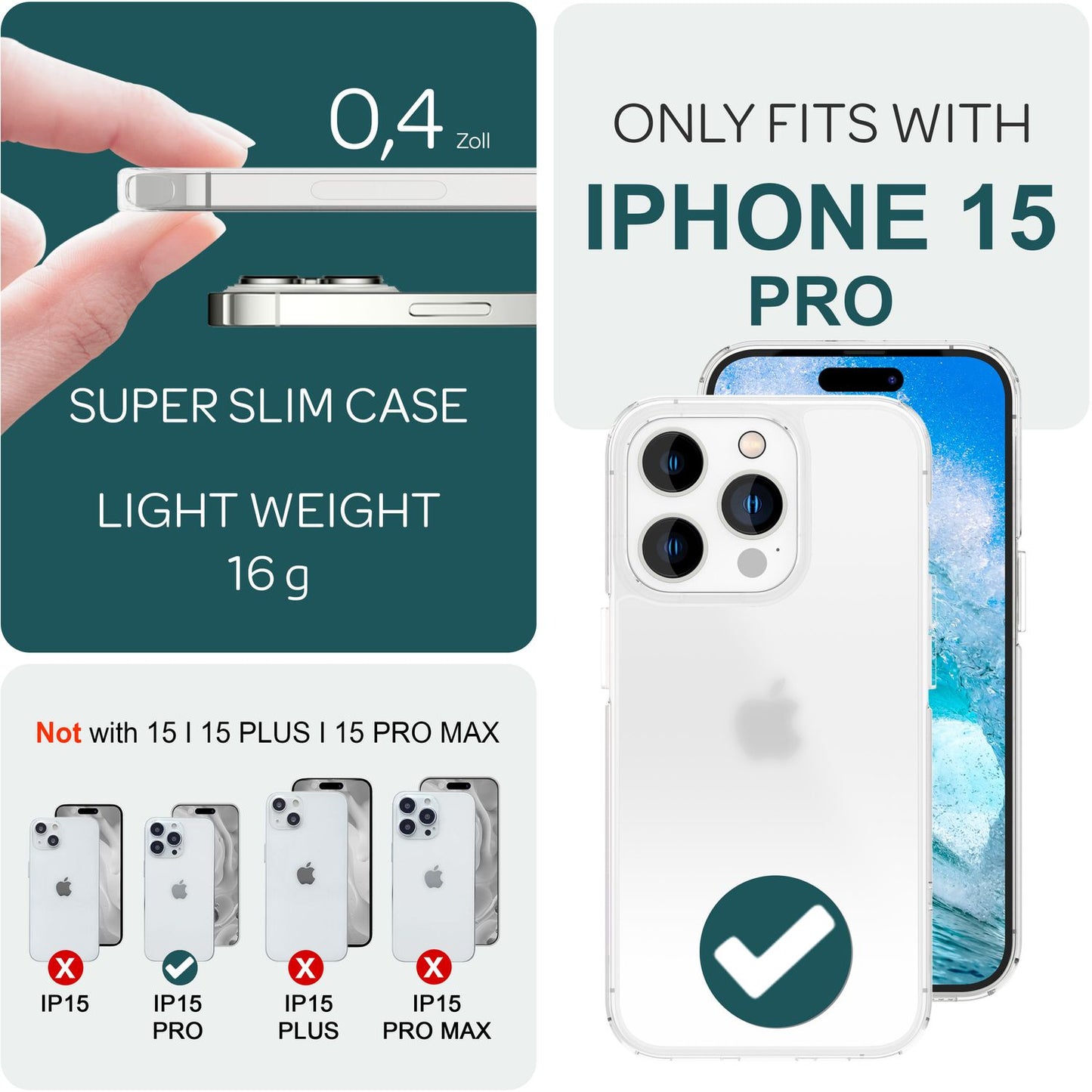 Hülle Matt für iPhone 15 Pro Frosted Case Schutz Tasche Handyhülle Hard Cover