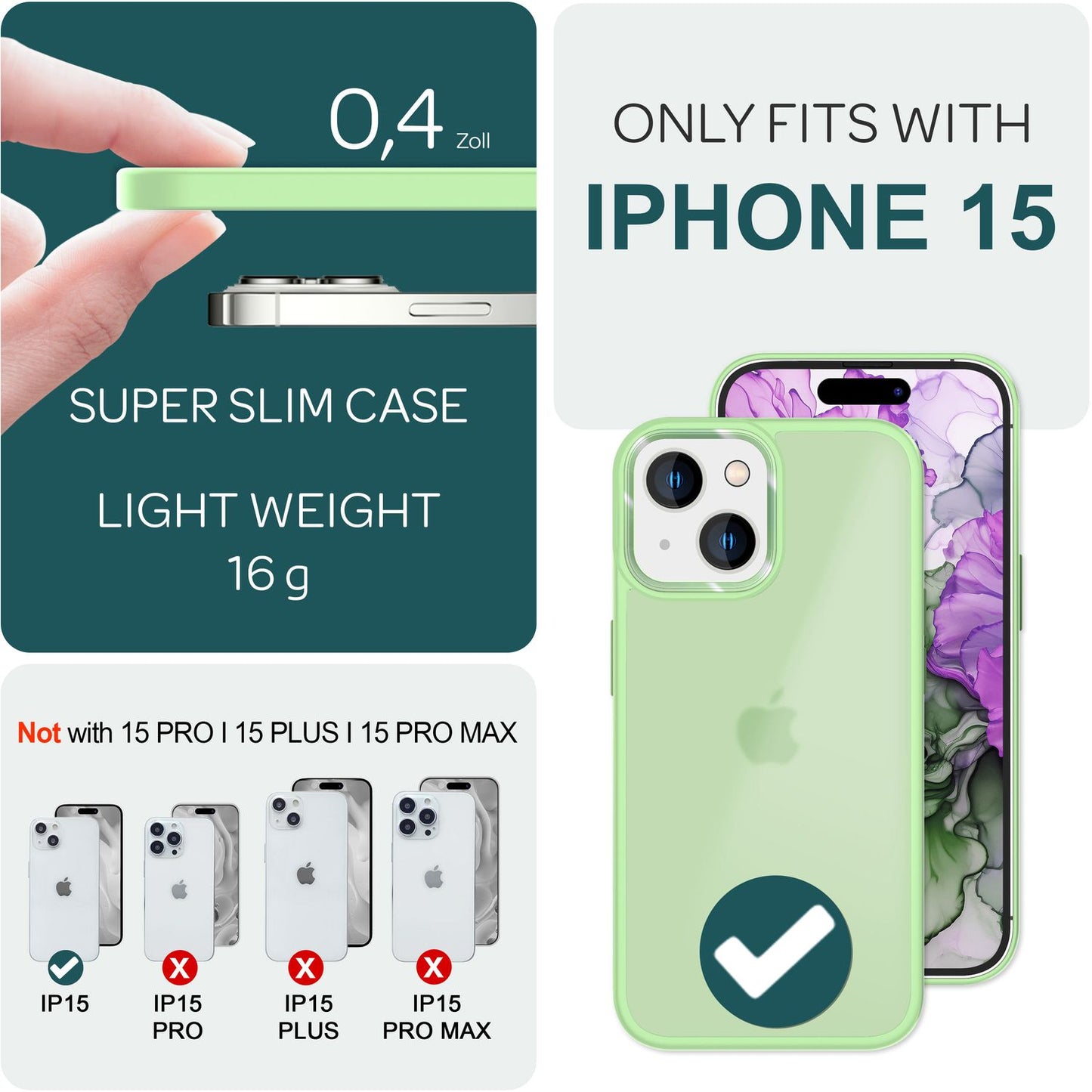 Carcasă hibridă pentru iPhone 15, carcasă mată, carcasă de telefon cu margine protectoare, husă de protecție, husă