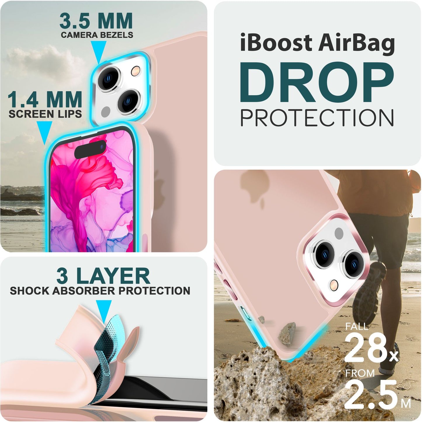 Hybrid Hülle für iPhone 15 Plus Frosted Case Schutz Rand Handyhülle Handy Tasche