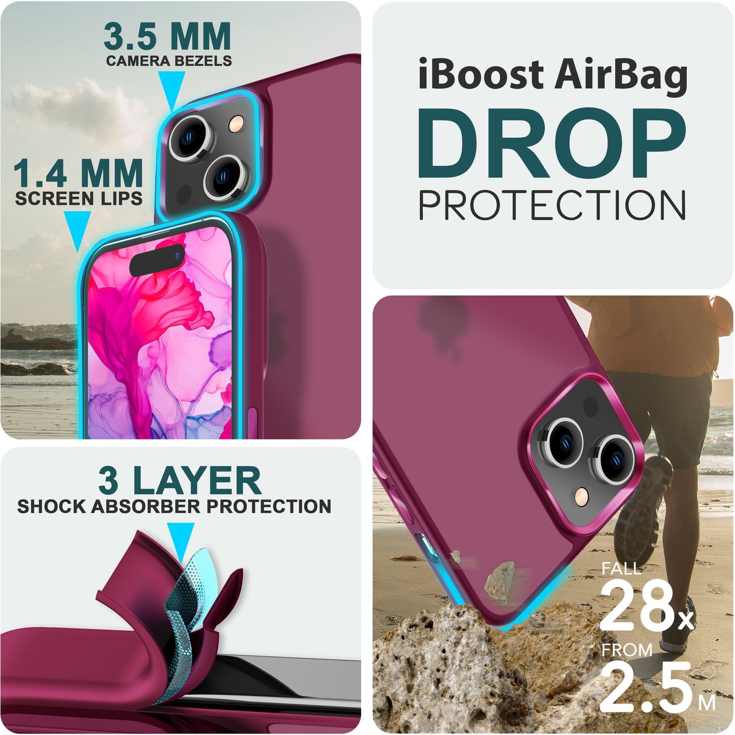 Hybrid Hülle für iPhone 15 Plus Frosted Case Schutz Rand Handyhülle Handy Tasche