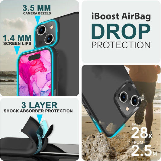 Hybrid Hülle für iPhone 15 Plus Frosted Case Schutz Rand Handyhülle Handy Tasche