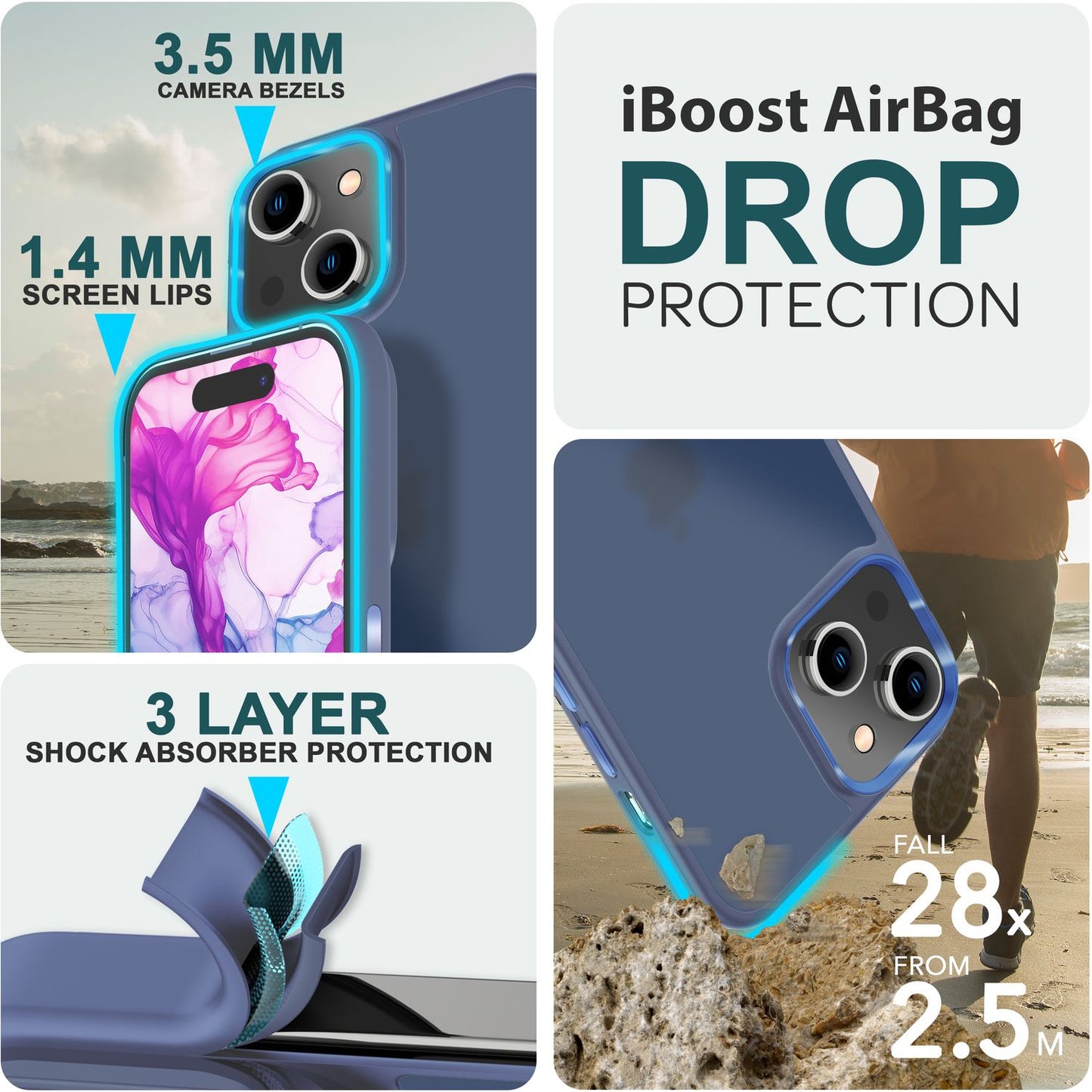 Hybrid Hülle für iPhone 15 Plus Frosted Case Schutz Rand Handyhülle Handy Tasche