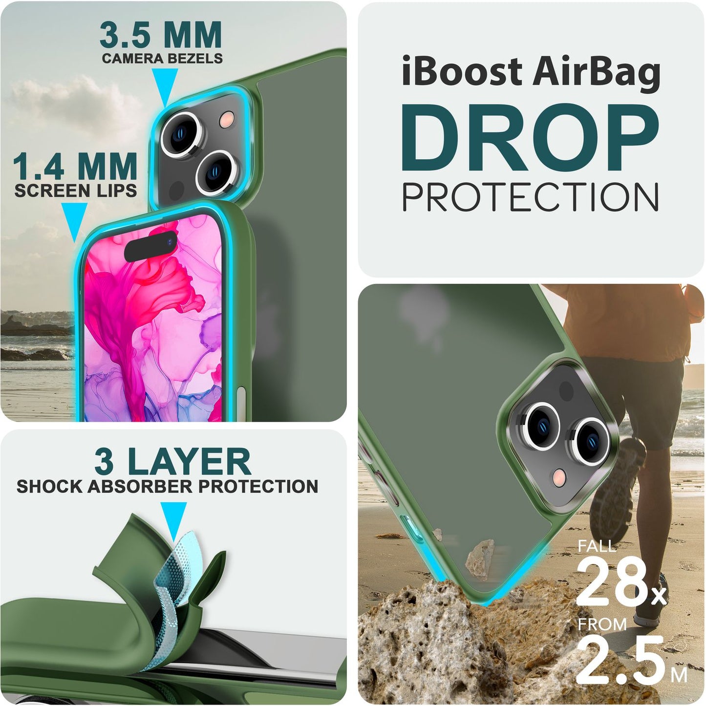 Hybrid Hülle für iPhone 15 Plus Frosted Case Schutz Rand Handyhülle Handy Tasche