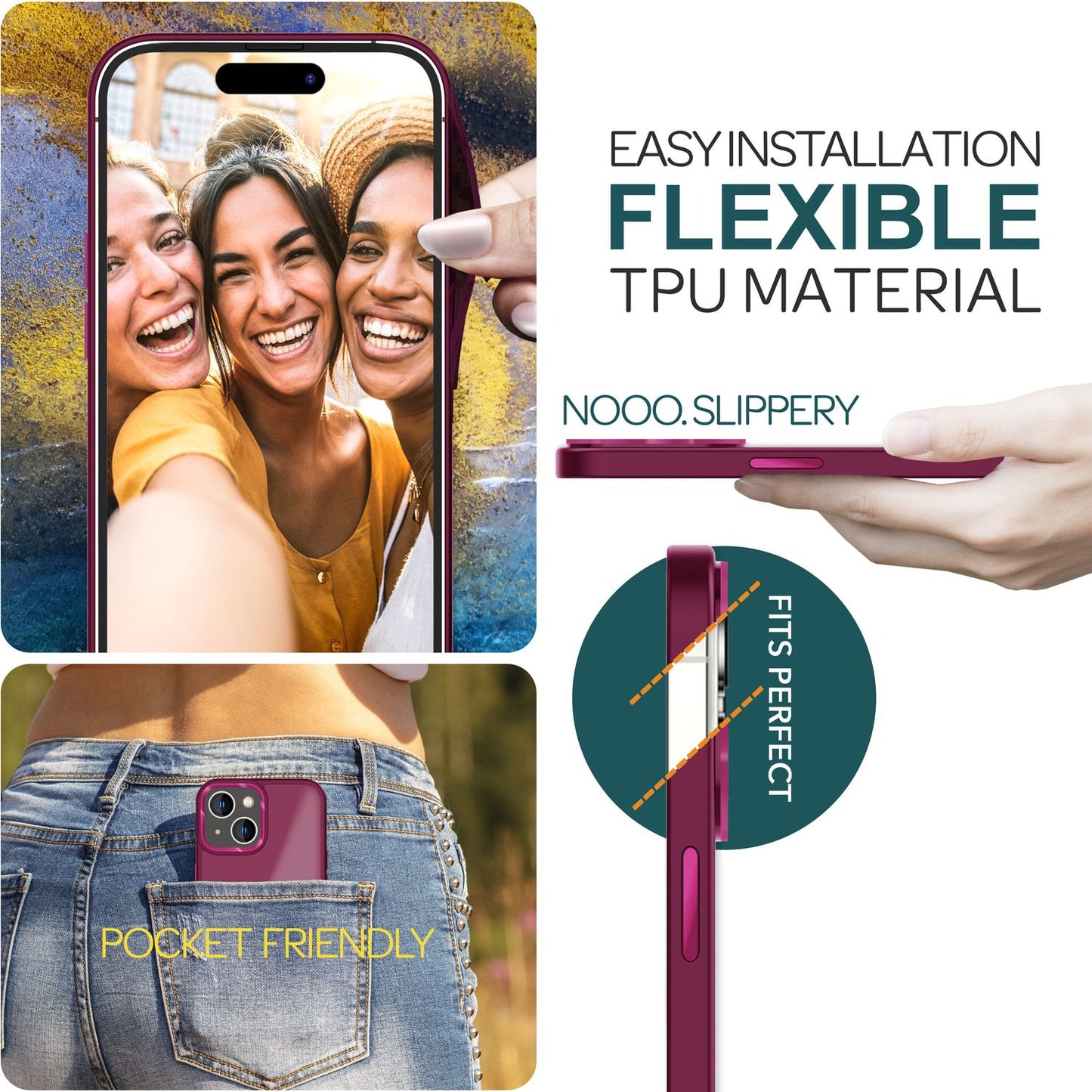 Hybrid Hülle für iPhone 15 Plus Frosted Case Schutz Rand Handyhülle Handy Tasche