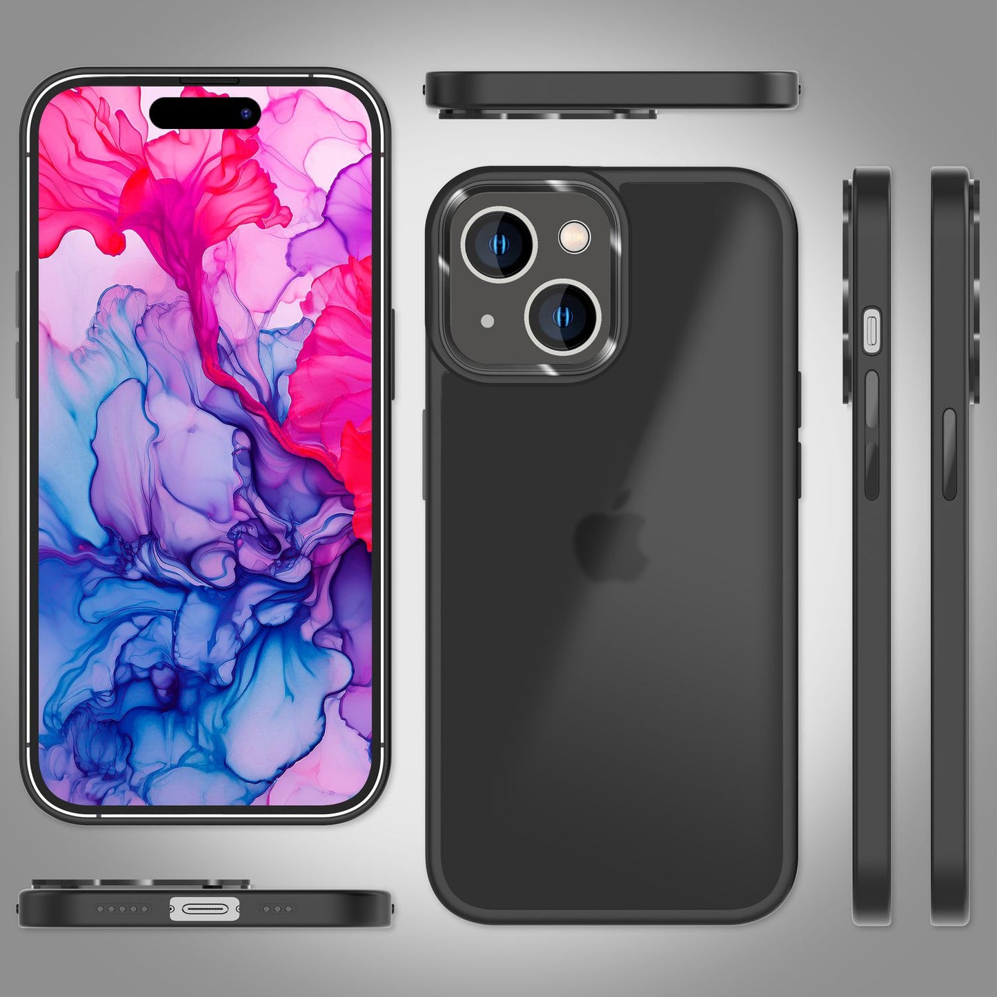 Hybrid Hülle für iPhone 15 Plus Frosted Case Schutz Rand Handyhülle Handy Tasche