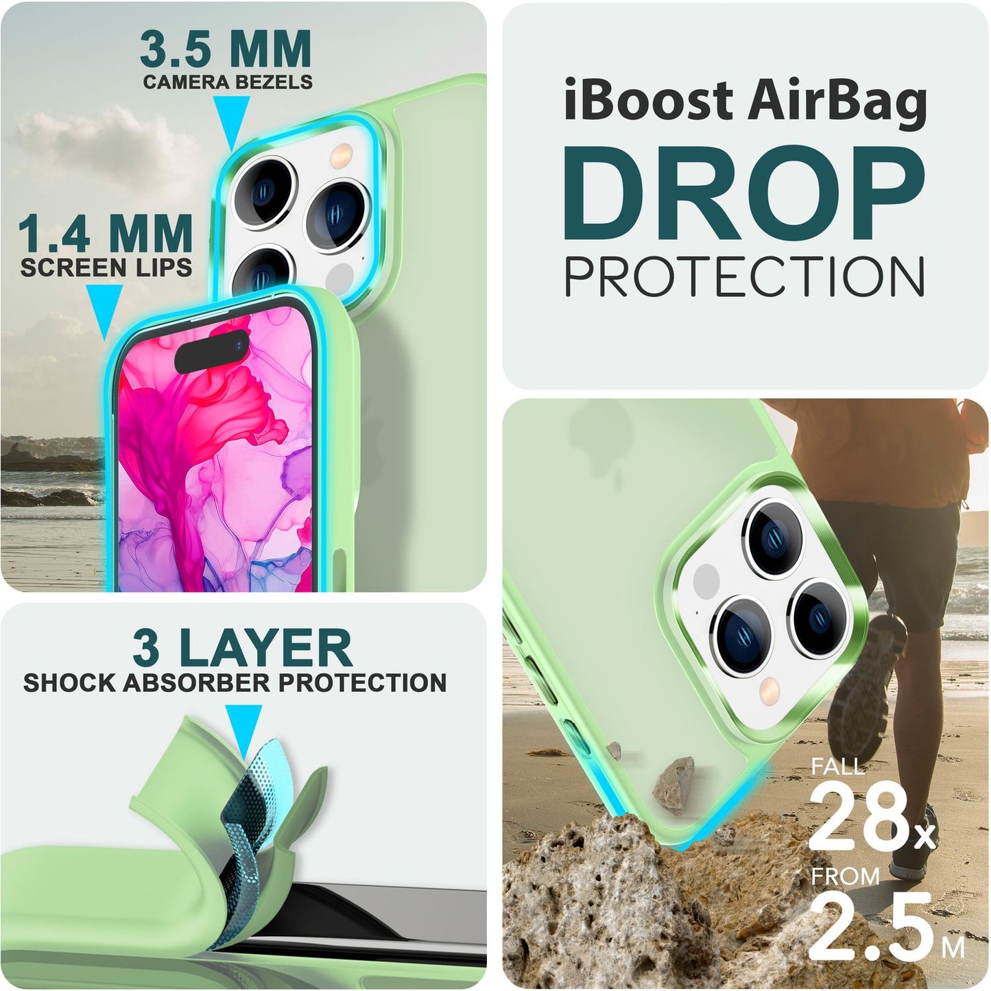 Carcasă hibridă pentru iPhone 15 Pro, carcasă mată, margine de protecție, husă de telefon, husă de telefon