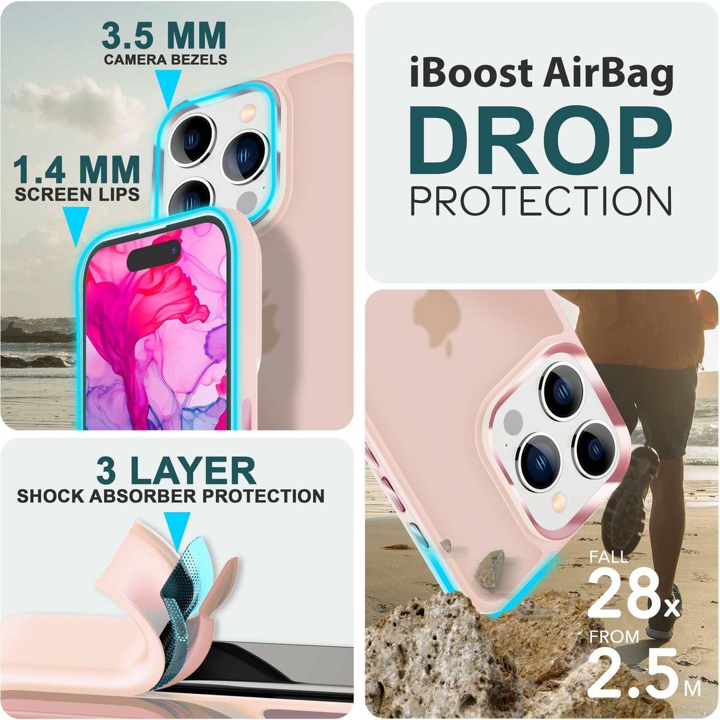 Carcasă hibridă pentru iPhone 15 Pro, carcasă mată, margine de protecție, husă de telefon, husă de telefon