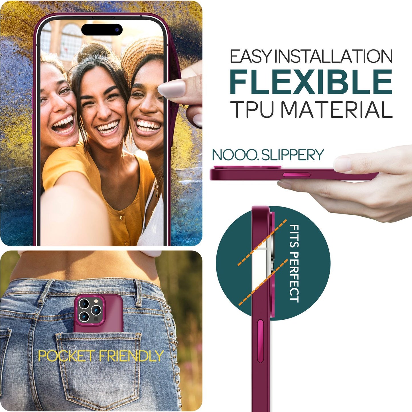 Carcasă hibridă pentru iPhone 15 Pro, carcasă mată, margine de protecție, husă de telefon, husă de telefon