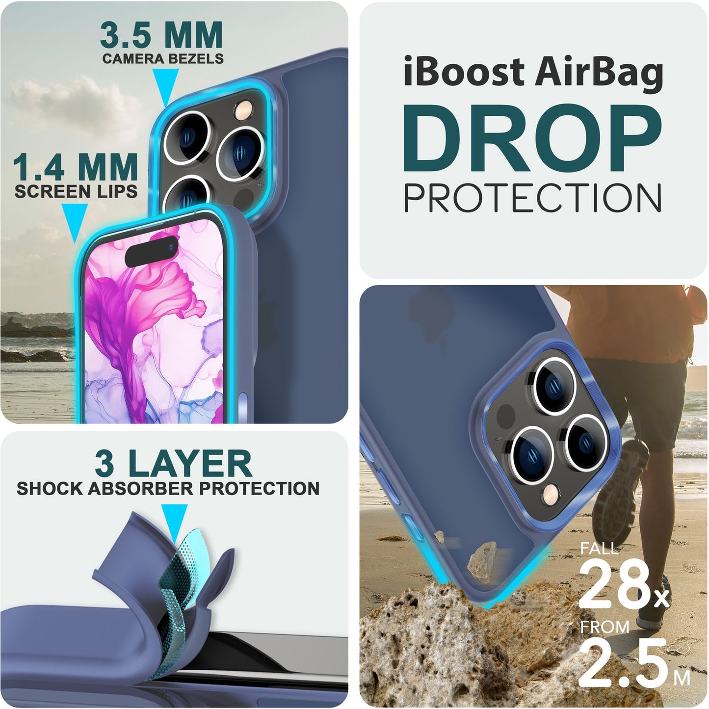 Hybrid Hülle für iPhone 15 Pro Max Frosted Case Schutz Rand Magnet Handyhülle