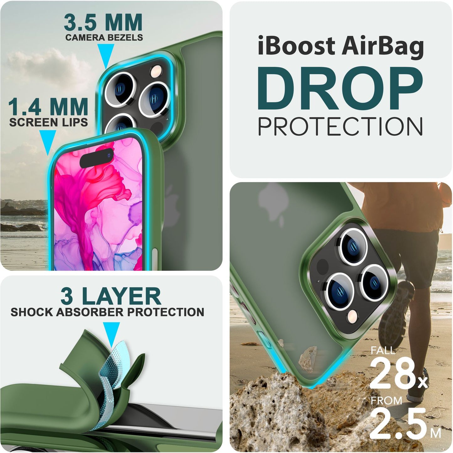 Hybrid Hülle für iPhone 15 Pro Max Frosted Case Schutz Rand Magnet Handyhülle