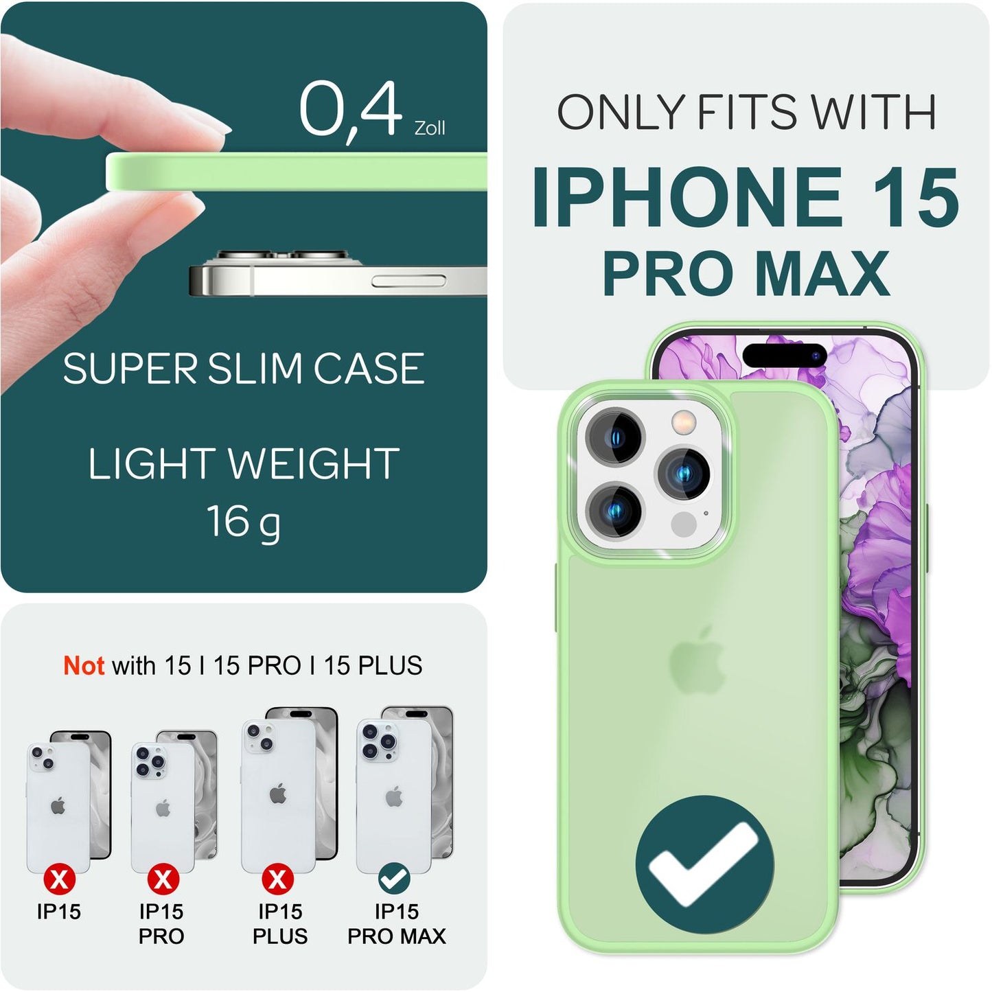 Hybrid Hülle für iPhone 15 Pro Max Frosted Case Schutz Rand Magnet Handyhülle