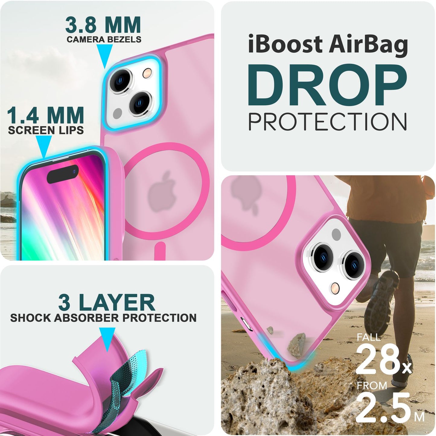 Carcasă Mattex MagPower MagSafe - Perfect potrivită pentru iPhone 15, carcasă rigidă mată, grosime 1,2 mm, material hibrid