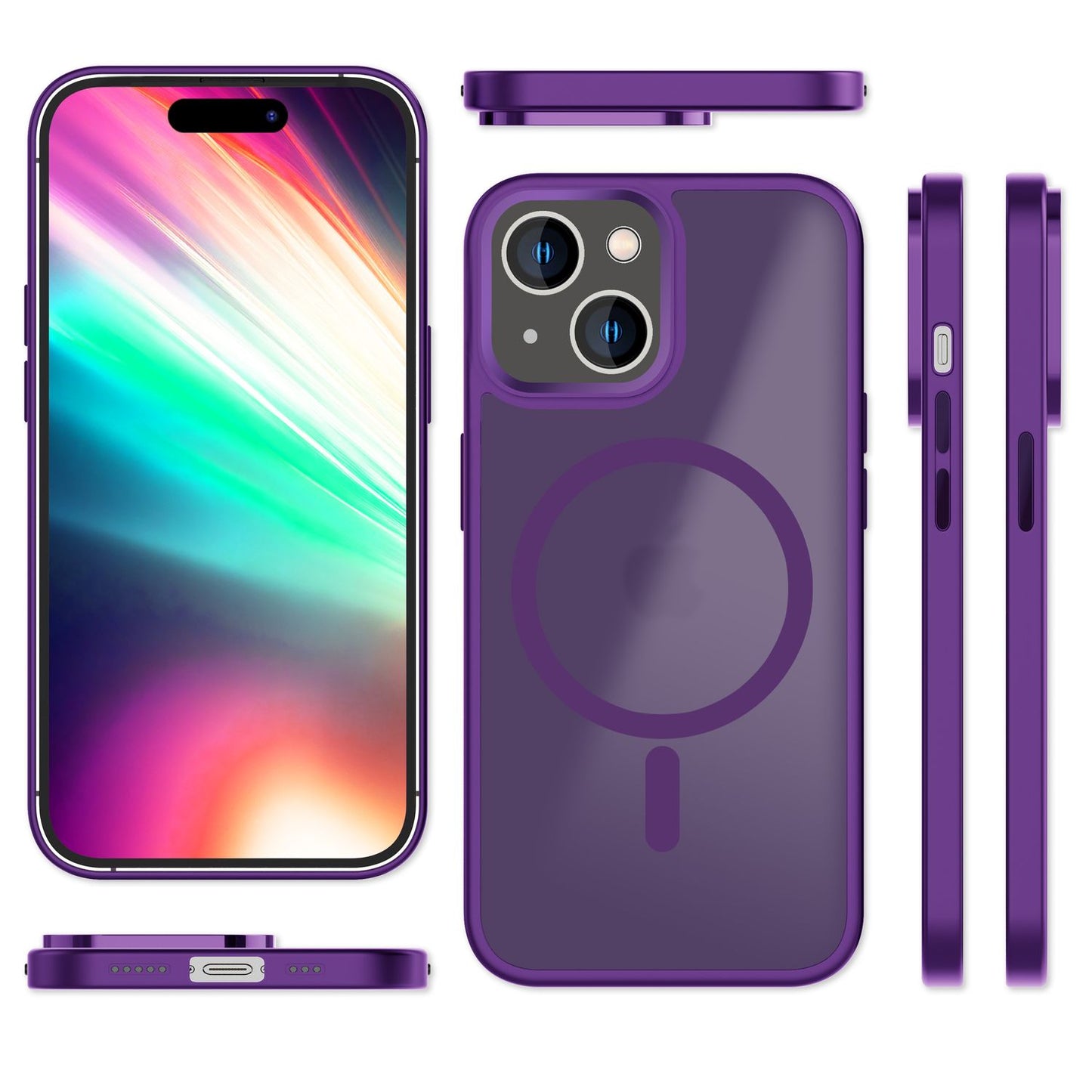 Carcasă Mattex MagPower MagSafe - Perfect potrivită pentru iPhone 15, carcasă rigidă mată, grosime 1,2 mm, material hibrid